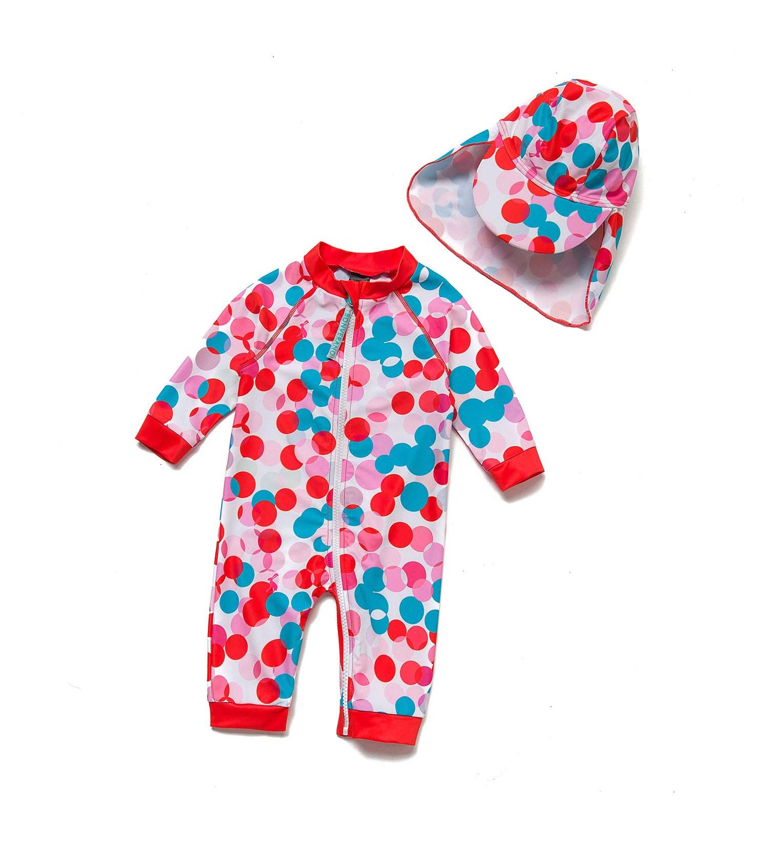 BONVERANO Baby Girls Swimsuit 9-12 Months | Full-Length Zipper One Piece Swimwear with UPF 50+ Sun Protection - Buy Online on GoSupps.com