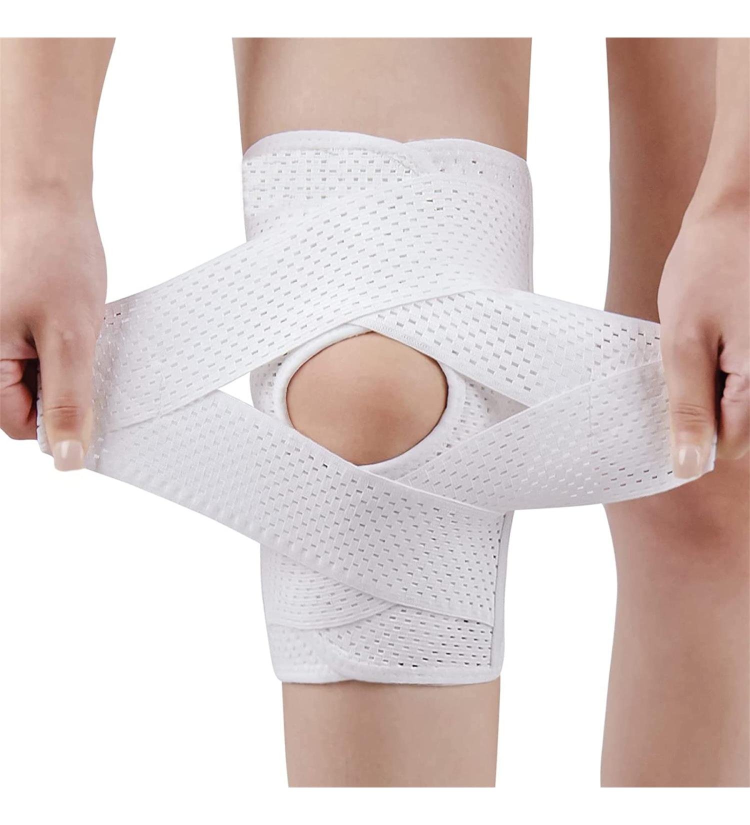 Adjustable Knee Support Brace for Men and Women - Compression Sleeve for Knee Pain with Side Stabilizers - Ideal for Running, Fitness, and Weightlifting - Size Small (White) - Buy Online on GoSupps.com