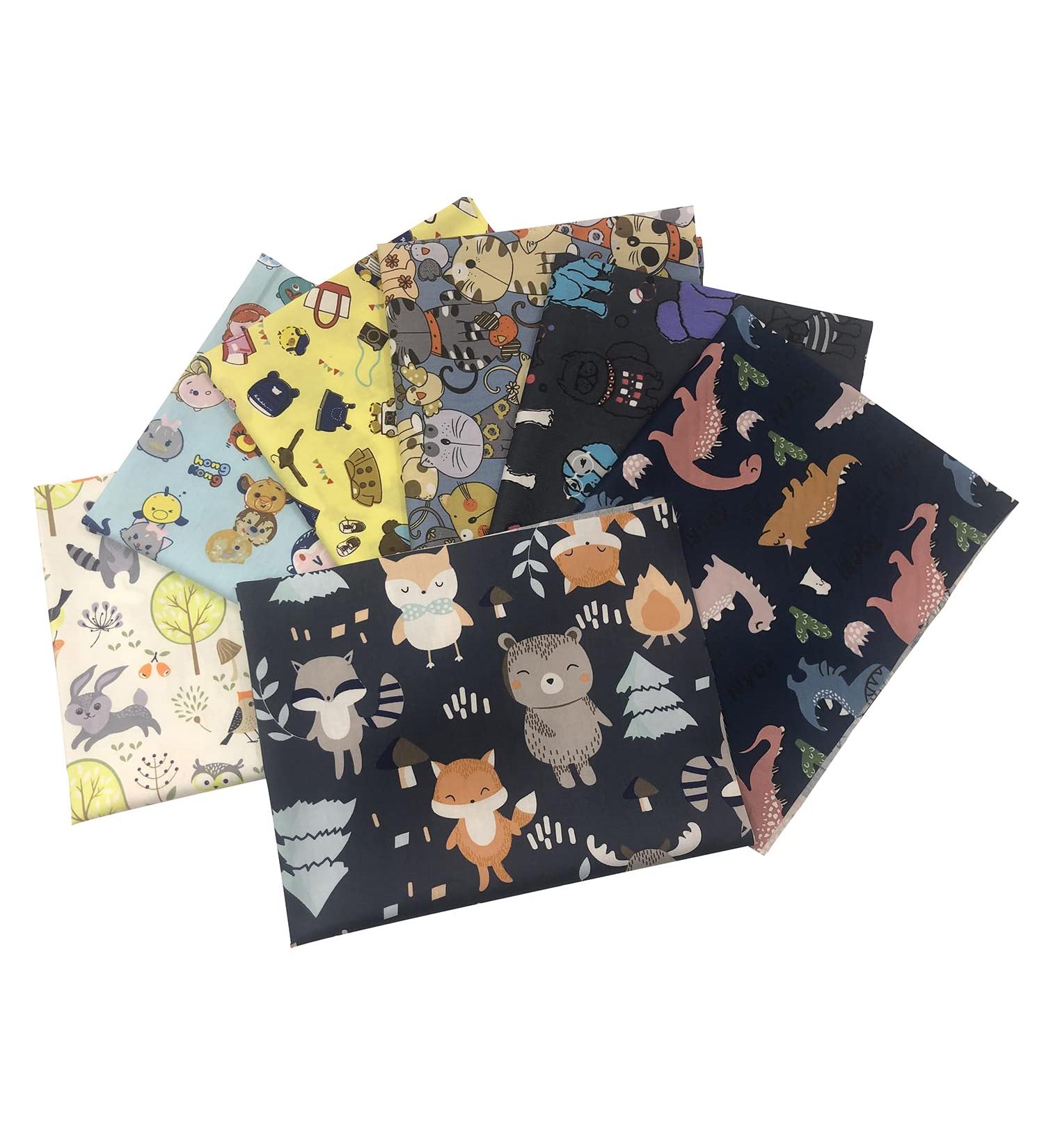 Animal Quilting Fabric Bundle - 100% Cotton Fat Quarters for Crafting - Set of 7 Precut Fabric Sheets - Ideal for Sewing, Patchwork, and DIY Projects - 15.7'' x 19.6'' - 7 PCS Pack - Buy Online on GoSupps.com