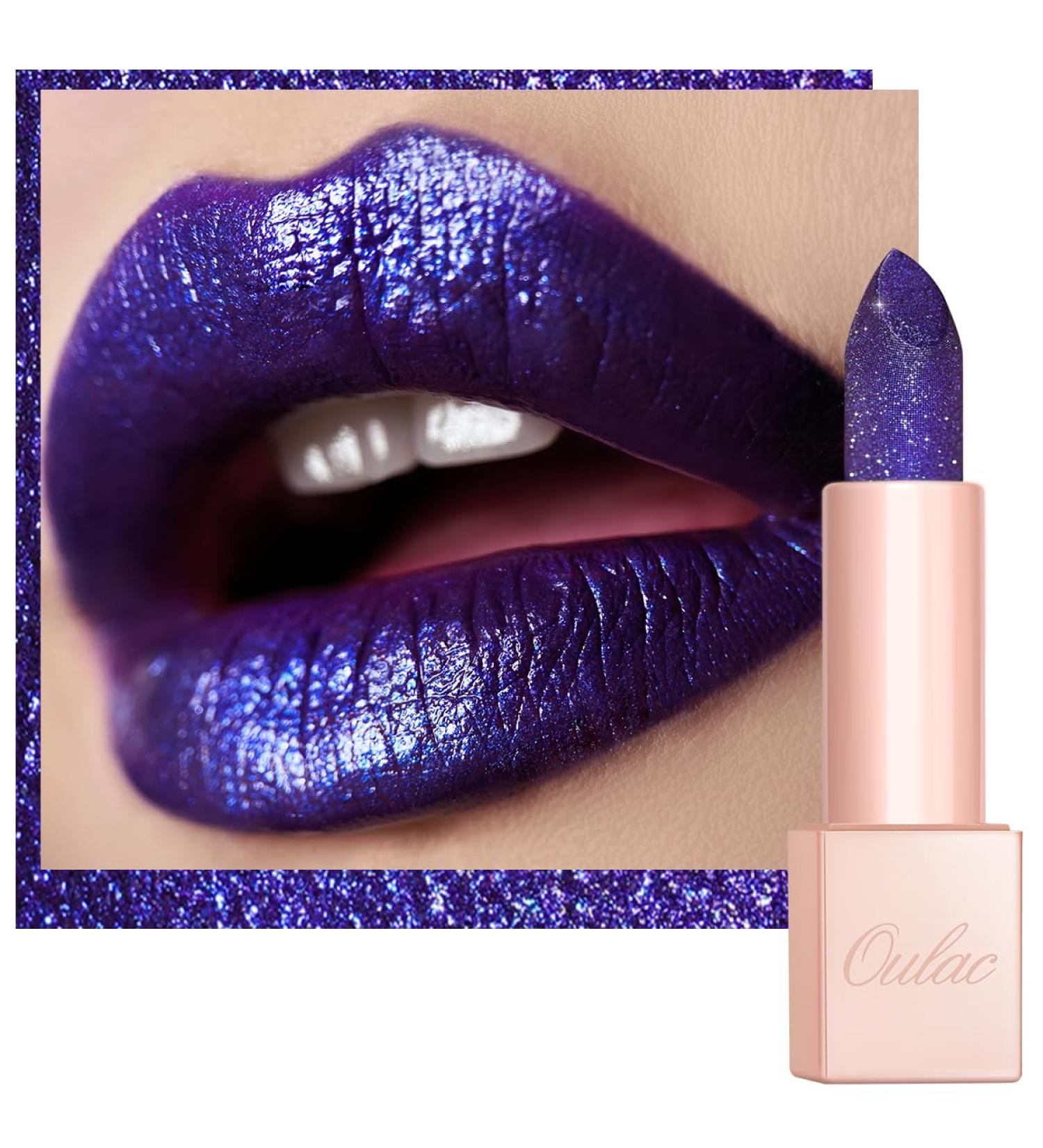 Oulac Diamond Lustre Lipstick Blue - Highly Pigmented Vegan Long-Lasting Moisturizing Formula | D01 Sapphire - Buy Online on GoSupps.com