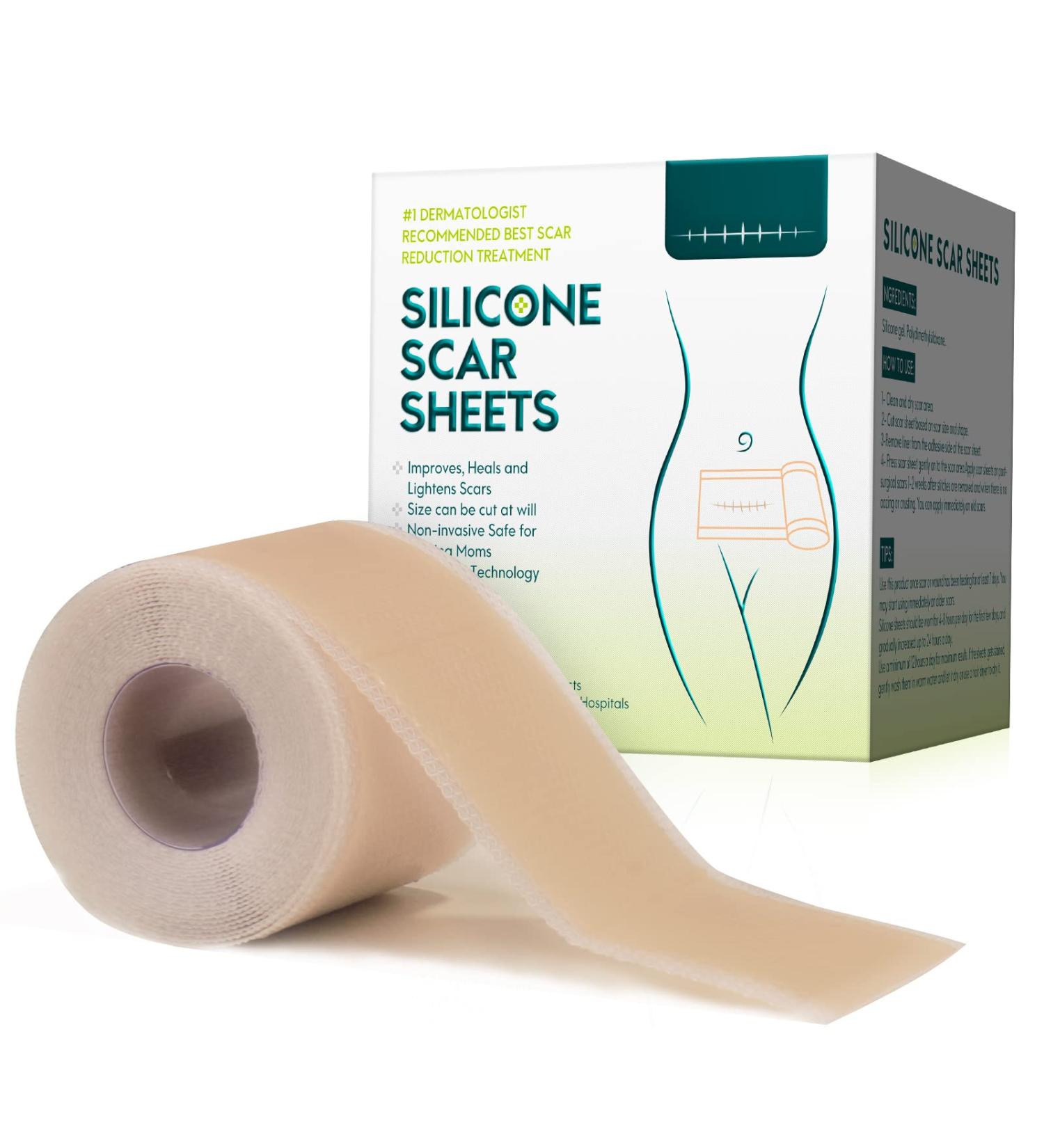Reusable Silicone Scar Sheets for Softening and Repairing Scars | Ideal for Injuries, Burns, Acne, Surgery, Stretch Marks | Washable (1.6 x 120) - Buy Online on GoSupps.com