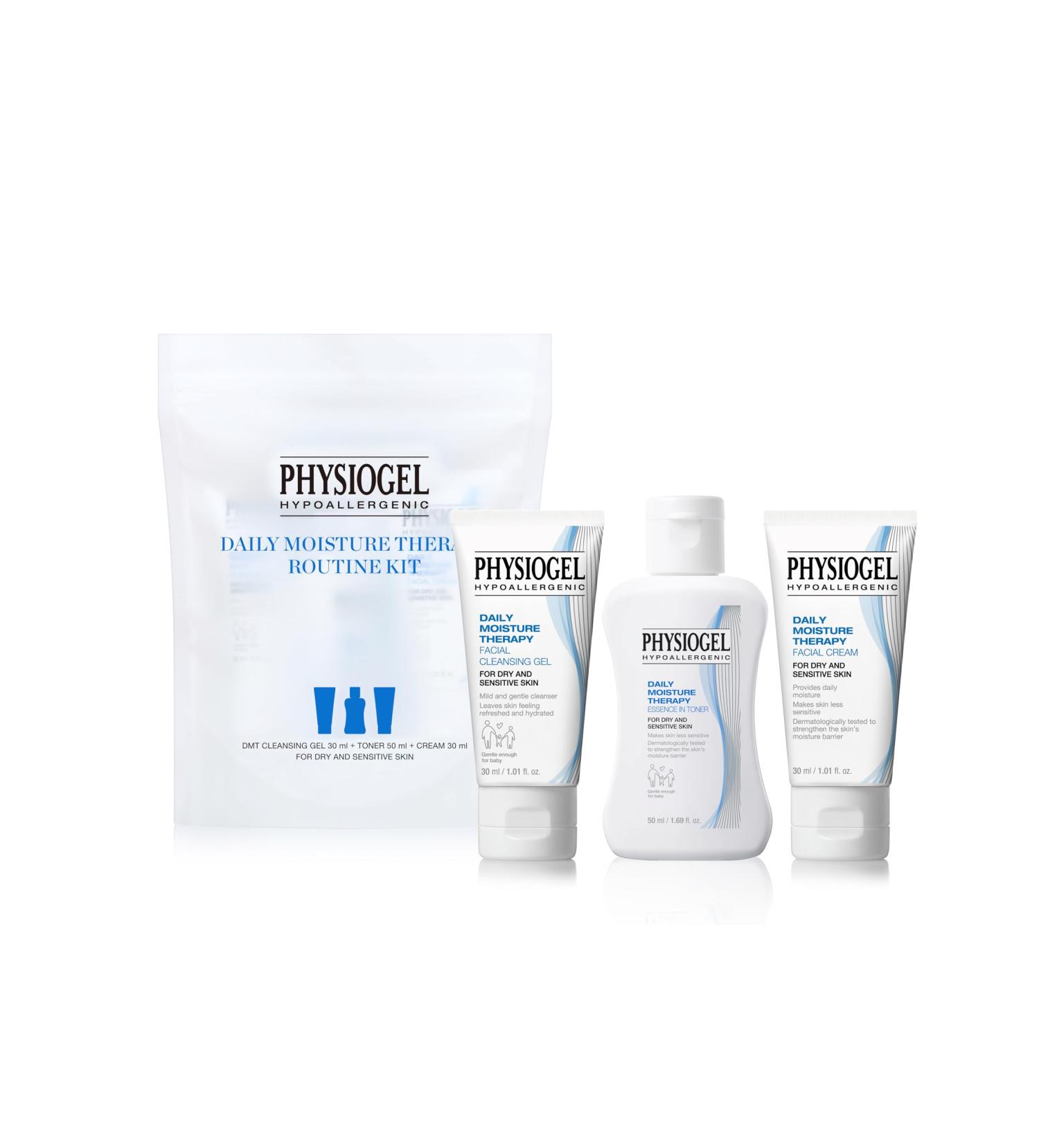 Physiogel Facial Moisturizing & Cleansing Travel Kit | 72hr Hydration PH Balanced Vegan Face Wash | Gentle & Low Irritant for Dry Normal & Sensitive Skin - Buy Online on GoSupps.com