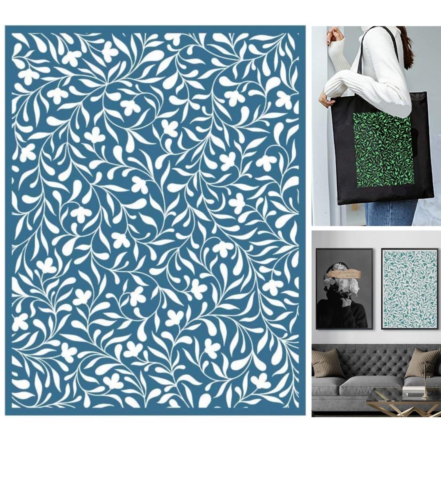 Alinacutle Reusable Self-Adhesive Silk Screen Printing Stencil - Vine Background for Wood/Fabric/Paper, 8.5 x 11 - Ideal for Home Decoration - Buy Online on GoSupps.com