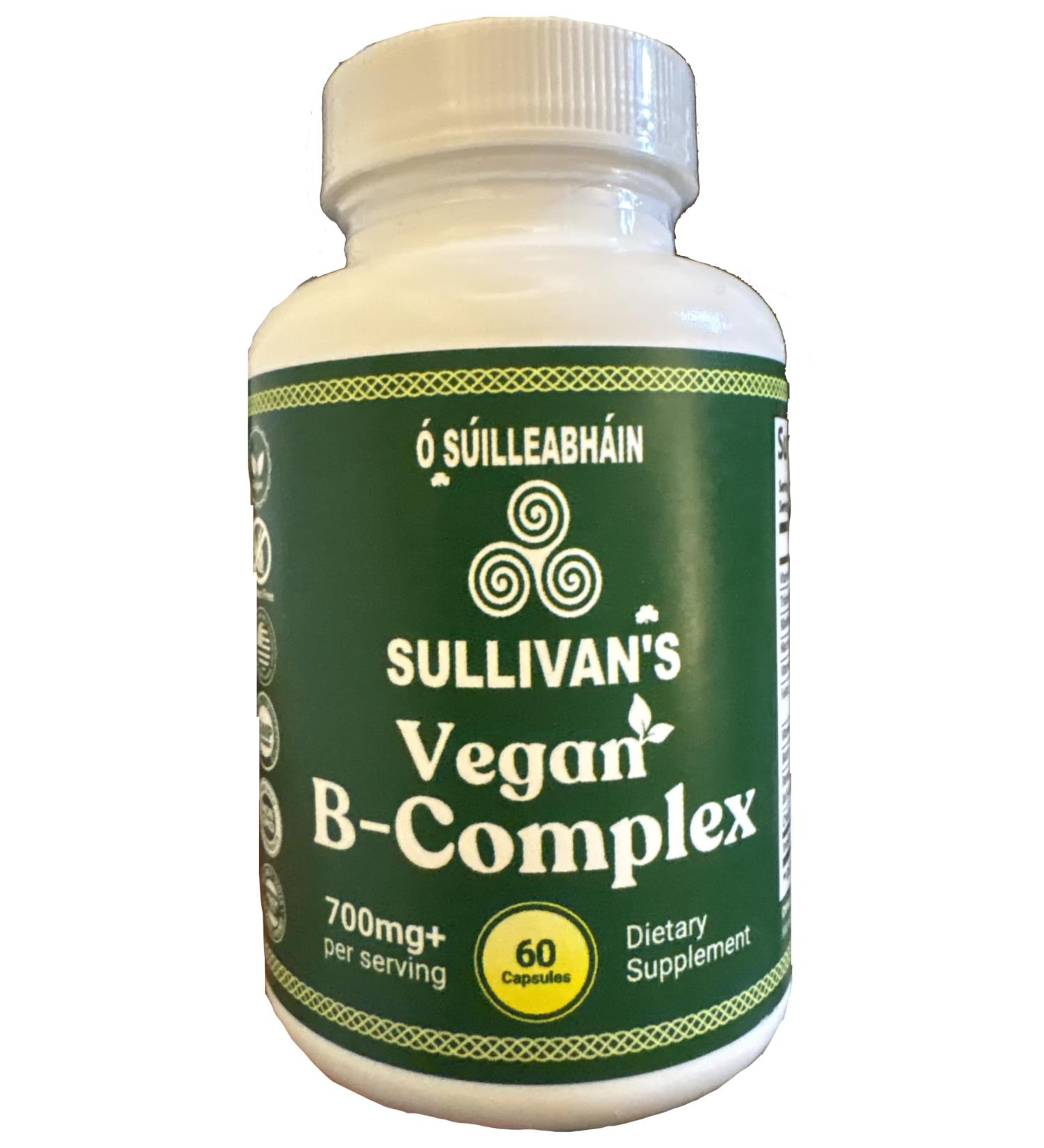 Vegan B-Complex 60 Vegetarian Capsules with Mega Dose of Vitamin B-12 at 2 000 mcg 1 000mcg of Biotin (Made in USA Gluten Free GMP Certified Non-GMO 3rd Party Lab Tested for Purity & Potency)