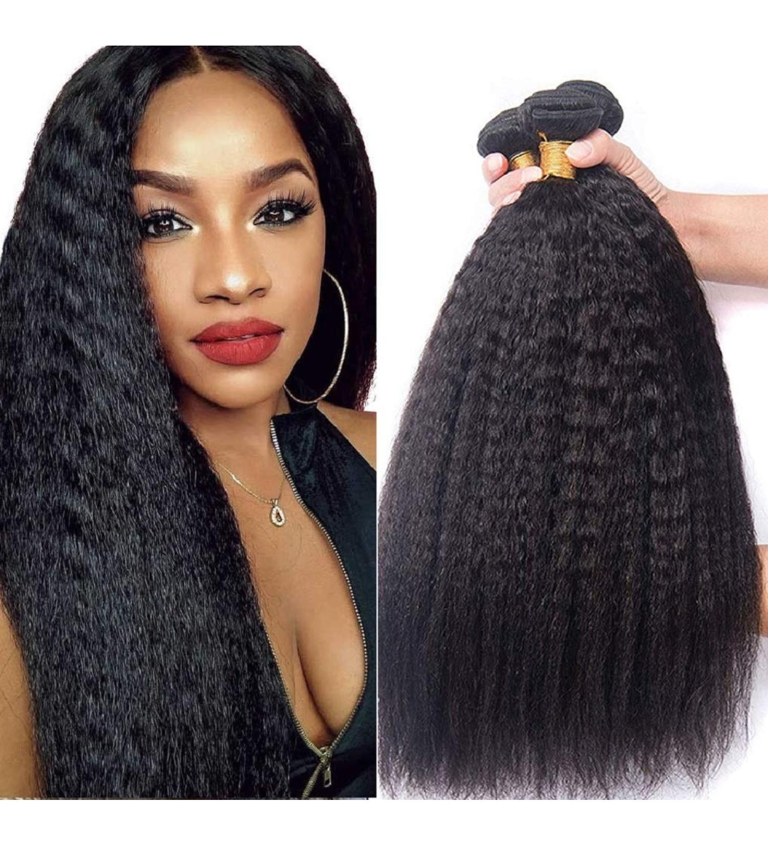 Buy Ifly Brazilian Real Hair Yaki Bundles - 100% Virgin Human Hair Extensions (10 12 14 inches) - Kinky Straight Natural Black Color - Buy Online on GoSupps.com
