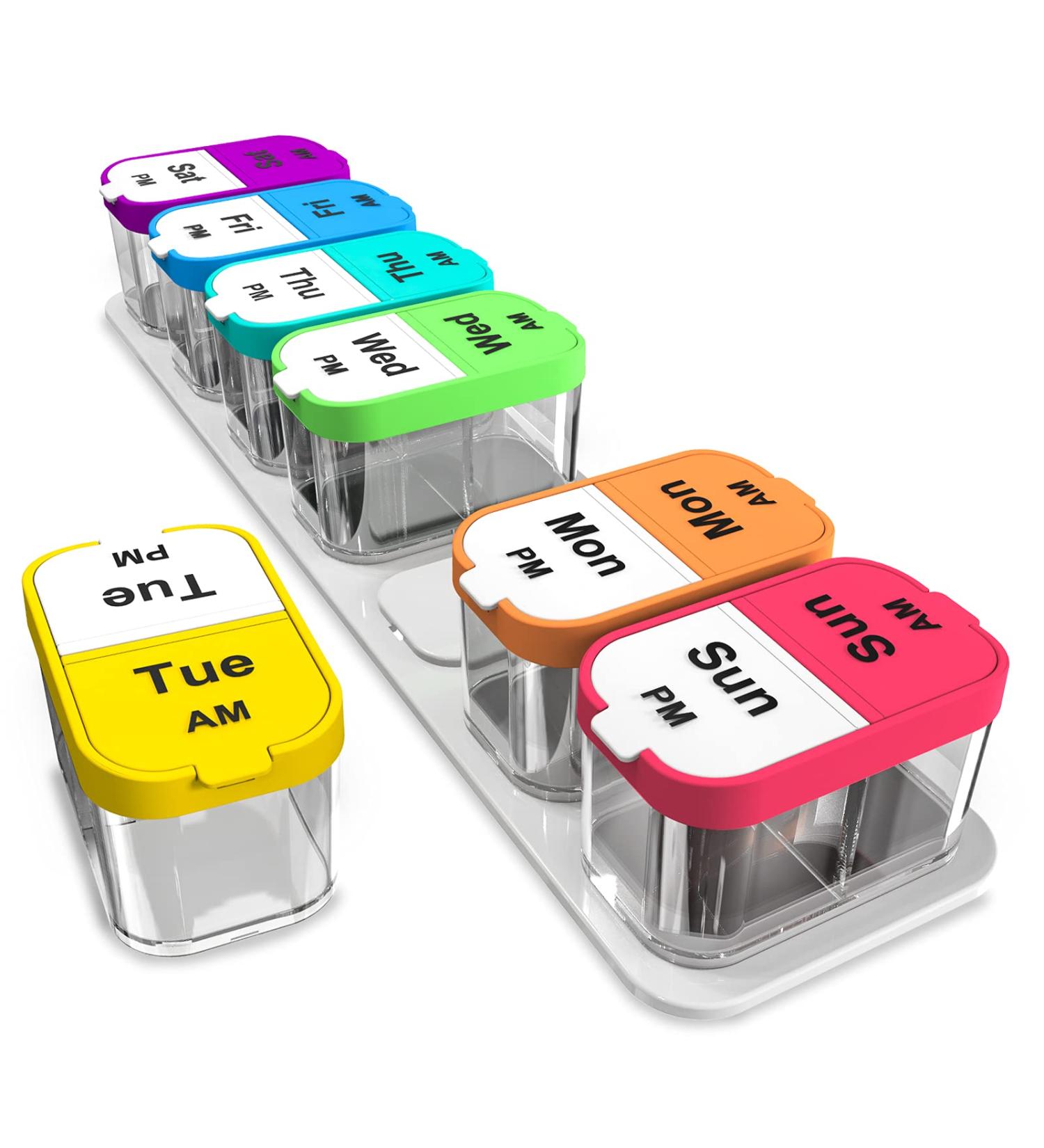 Odaro Extra Large Weekly Pill Organizer - 2 Times a Day AM PM Pill Box for Elderly, Arthritic Patients, and Kids - Buy Online on GoSupps.com