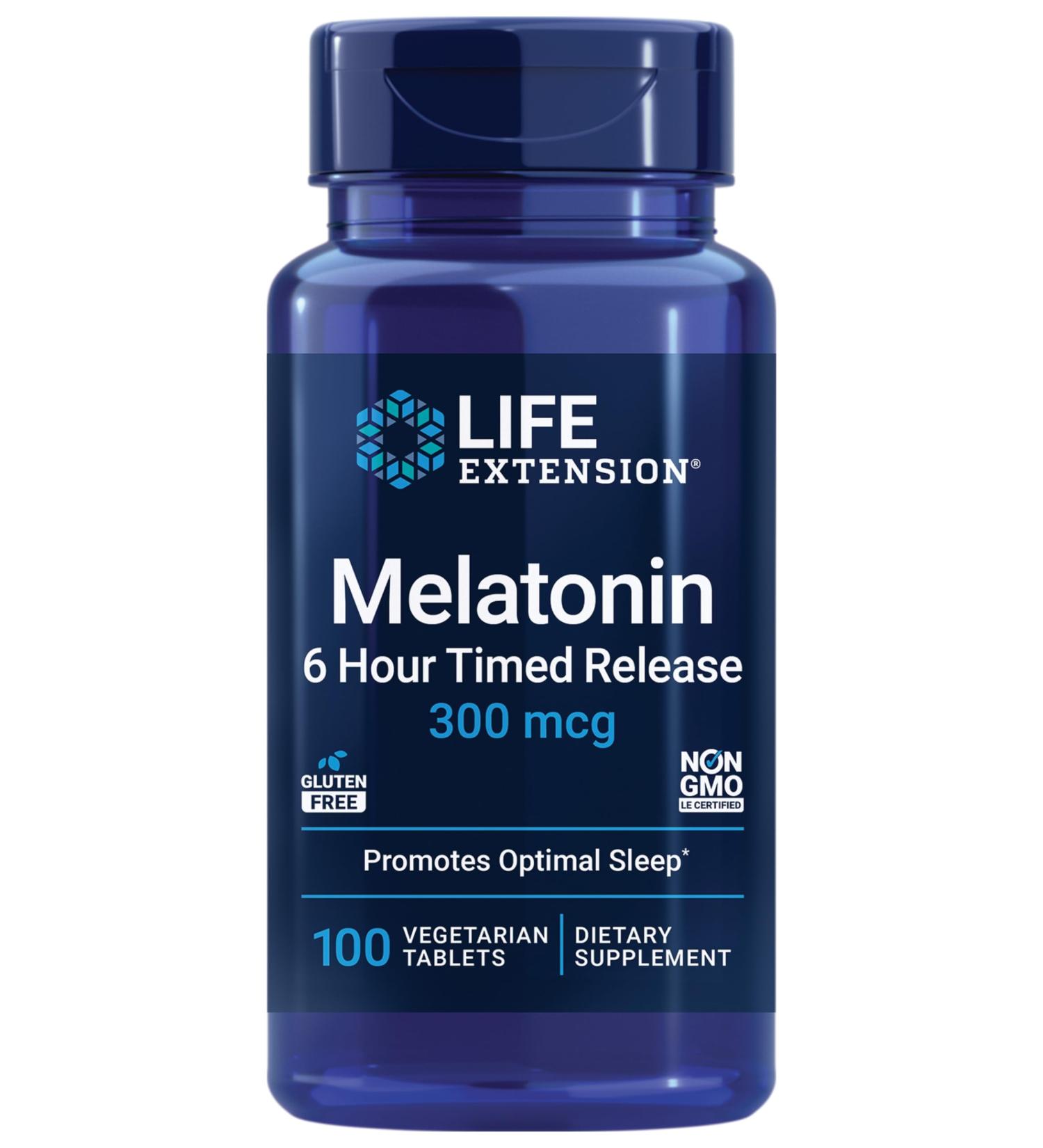 Life Extension DHEA 25mg and Melatonin 6 Hour Time Release 300mcg - 100 Capsules and 100 Tablets - Buy Online on GoSupps.com