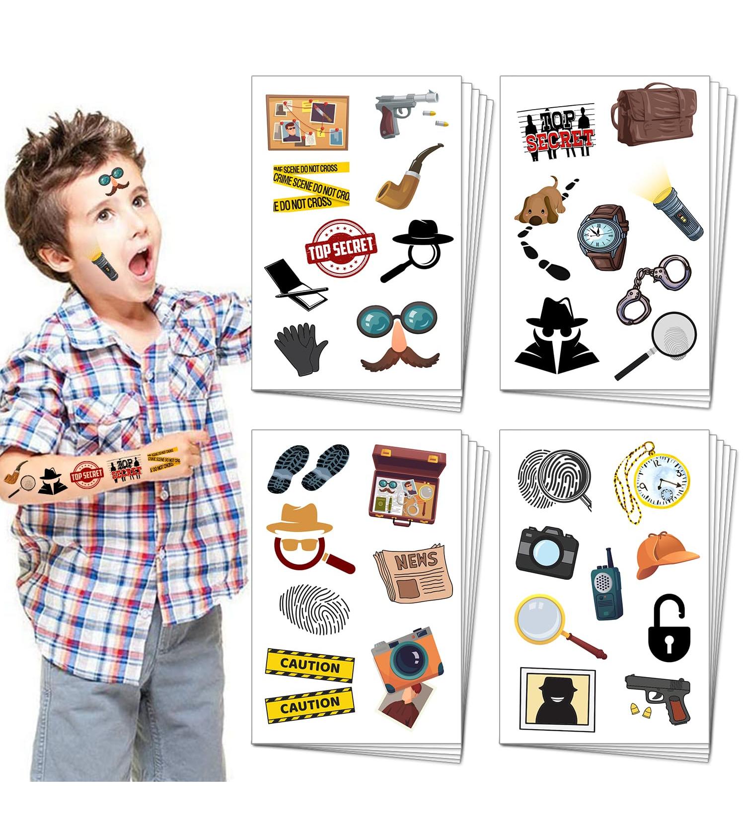 20 Sheets Secret Agent Spy Detective Temporary Tattoos Mystery Detective Clue Party Favors Accessories Decorations Spy Game Kit for Kids Boys - Buy Online on GoSupps.com