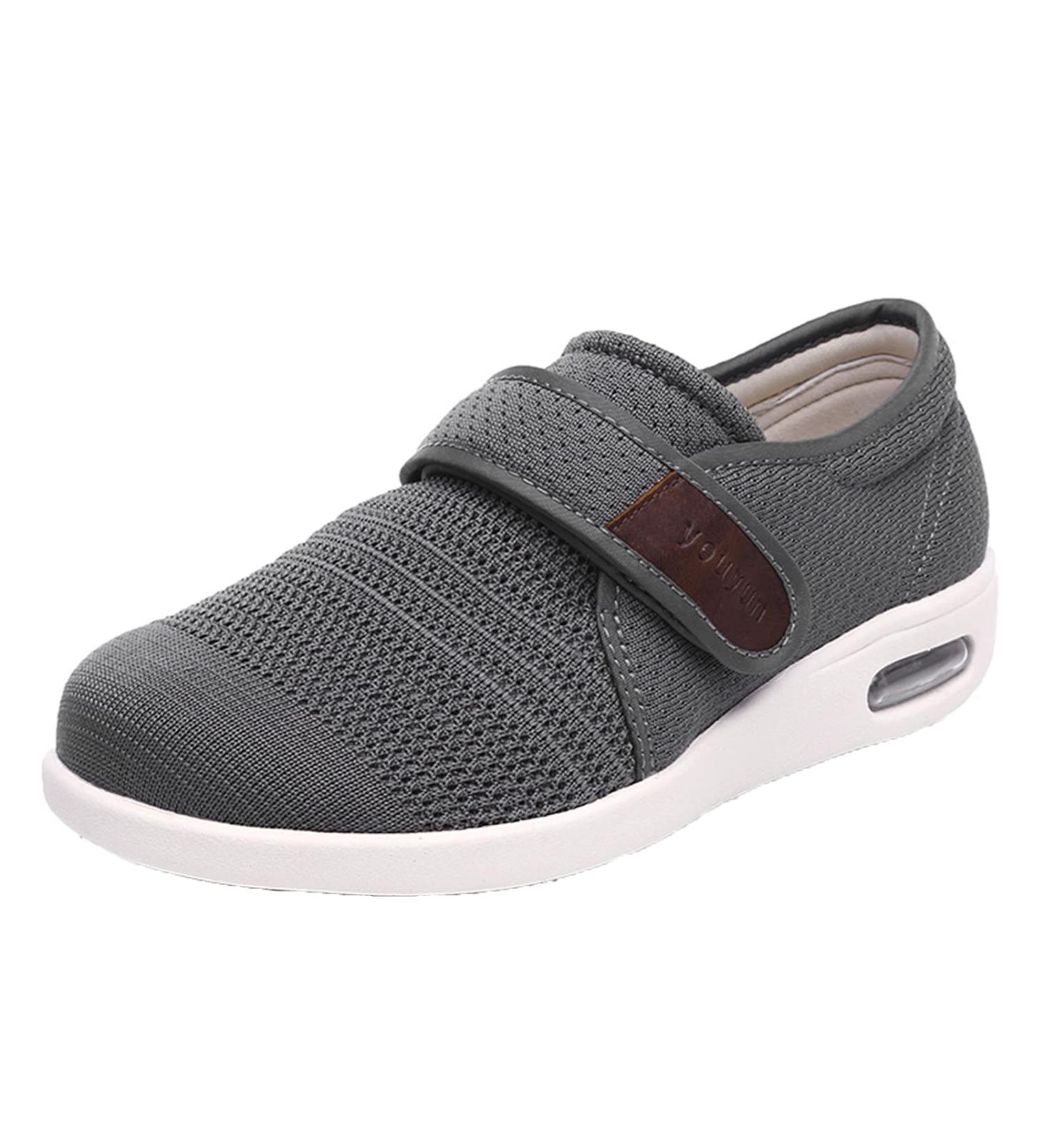 SDEQA Men's Adjustable Wide Width Diabetic Edema Slippers | Lightweight Breathable Walking Shoes | Summer Comfort | Grey 6.5 - Buy Online on GoSupps.com