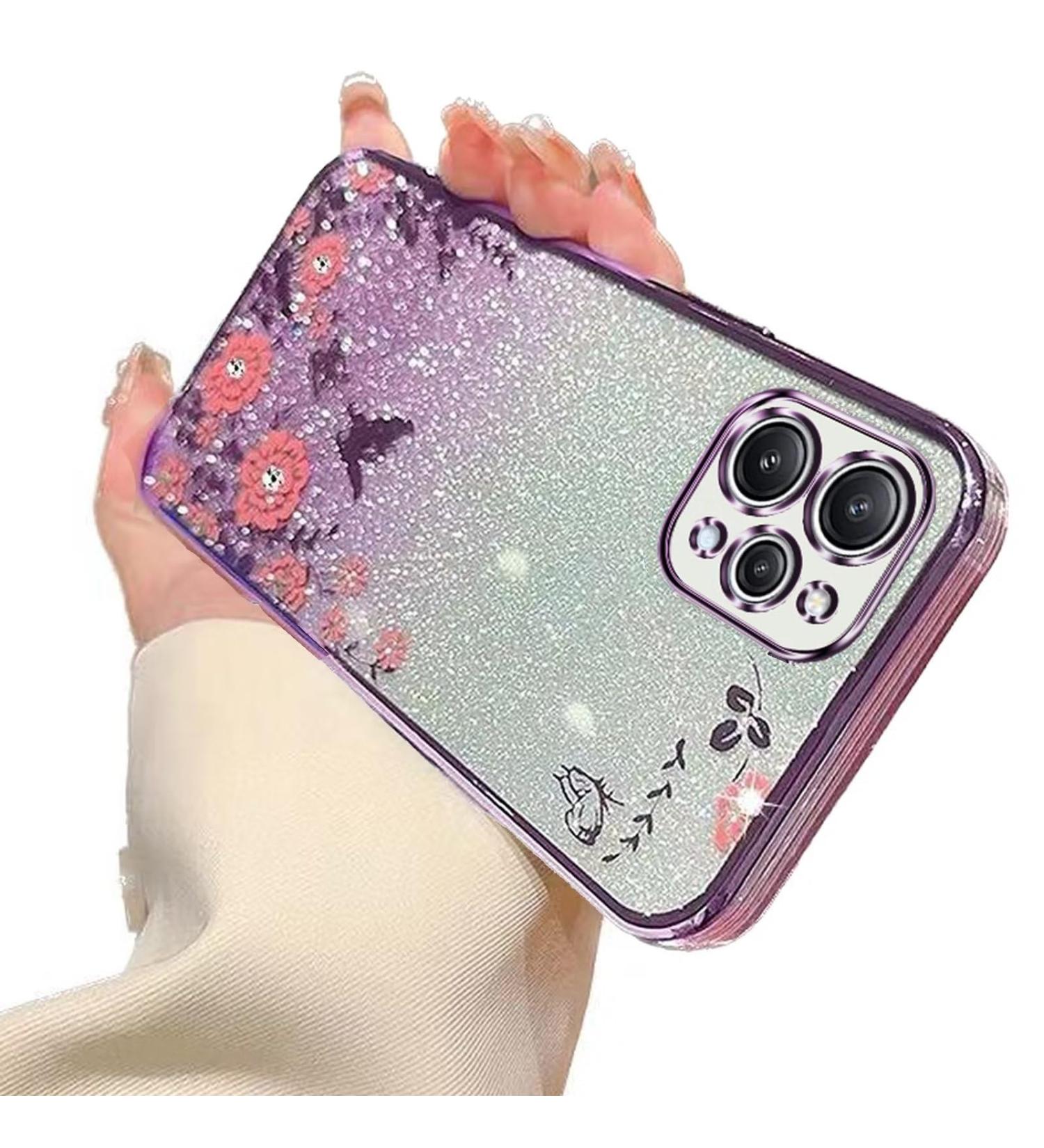 Buy Tivenfezk Nadoli Glitter Diamond Case for Xiaomi Redmi 12 - Sparkle Flower Butterfly Silicone Cover | Shiny Protective Frame in Purple - Buy Online on GoSupps.com