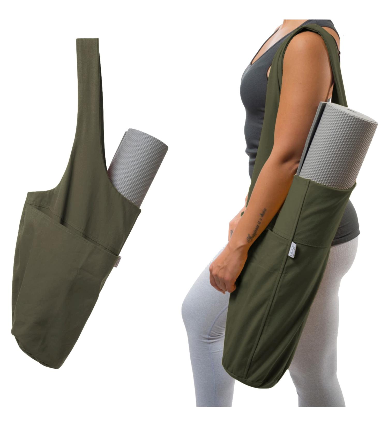 Yogiii Yoga Mat Bag - Original Tote Sling with Side Pocket & Zipper - Fits Most Mats Olive Green - Buy Online on GoSupps.com
