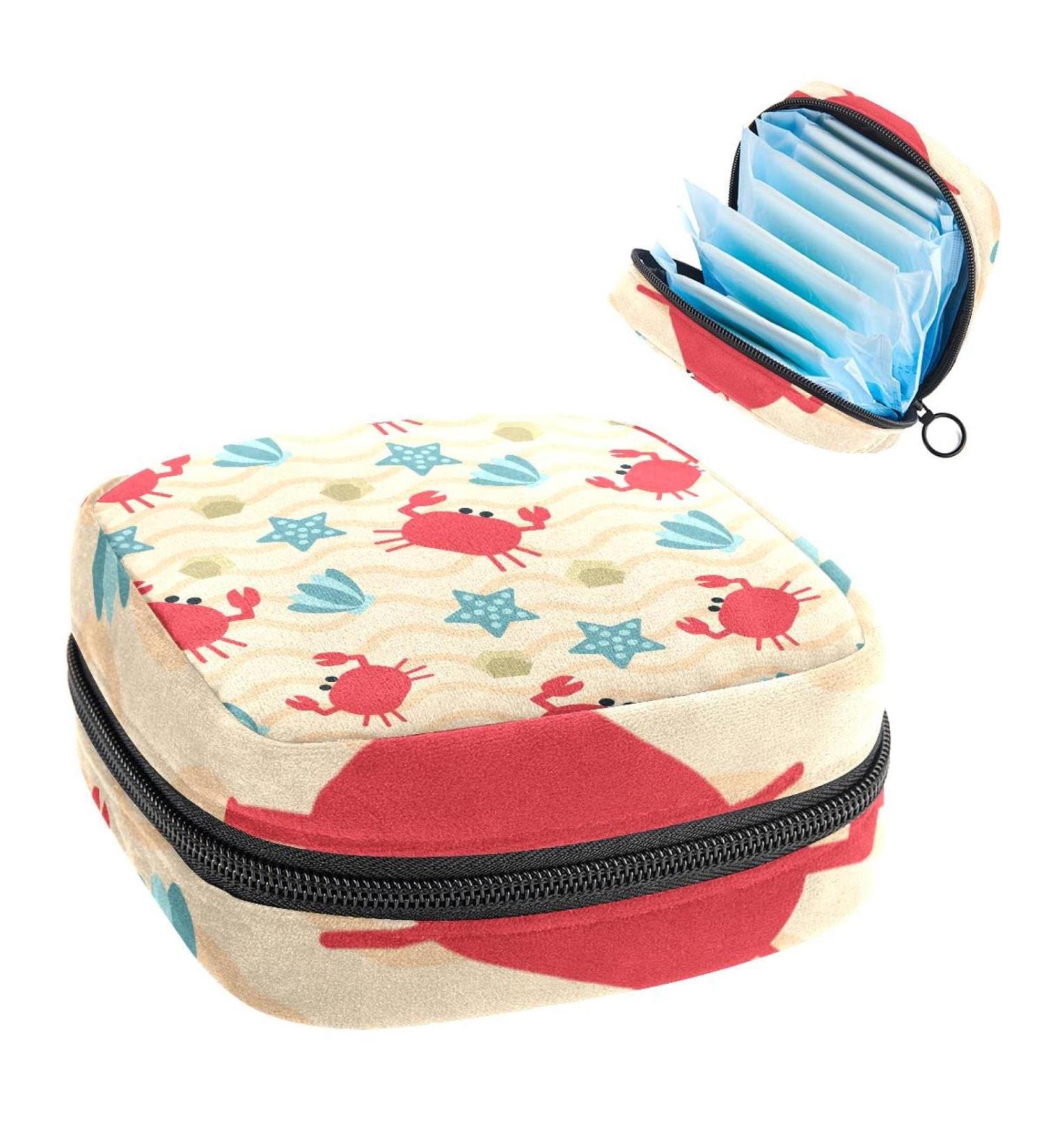 Portable Crab Pattern Sanitary Napkin Storage Bag | Nursing Pad Holder & Period Kit for Women & Girls - Buy Online on GoSupps.com