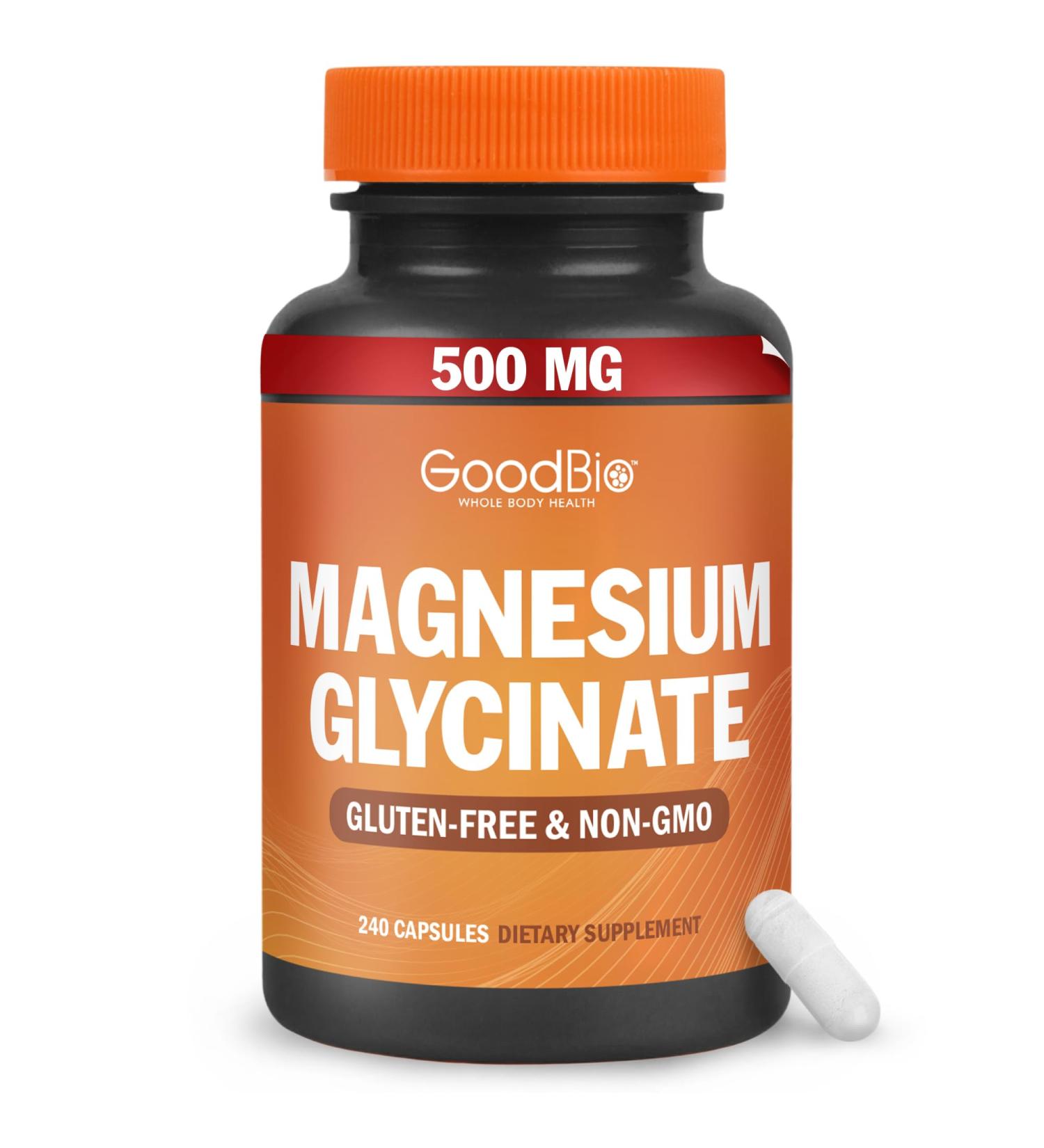 Magnesium Glycinate - High Absorption Magnesium Supplement 500mg Per Serving for Stress Relief Sleep Heart and Bone Health Nerve Support - Non-GMO Gluten-Free Gentle on Stomach 240 Capsules 240 Count (Pack of 1) - Buy Online on GoSupps.com