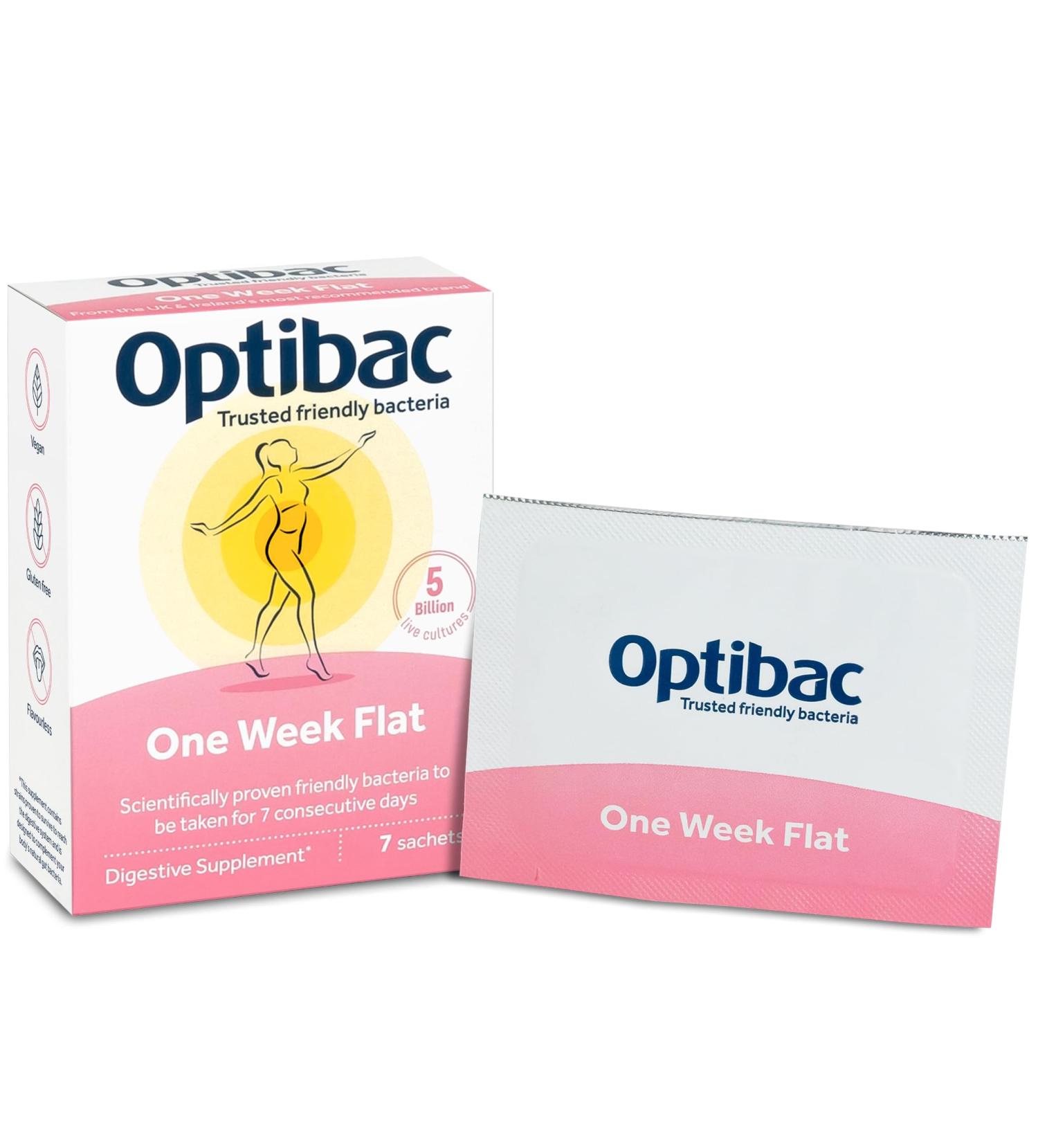 OptiBac One Week Flat 7 Sachets - Digestive Support for Bloating - 7 Servings - Buy Online on GoSupps.com
