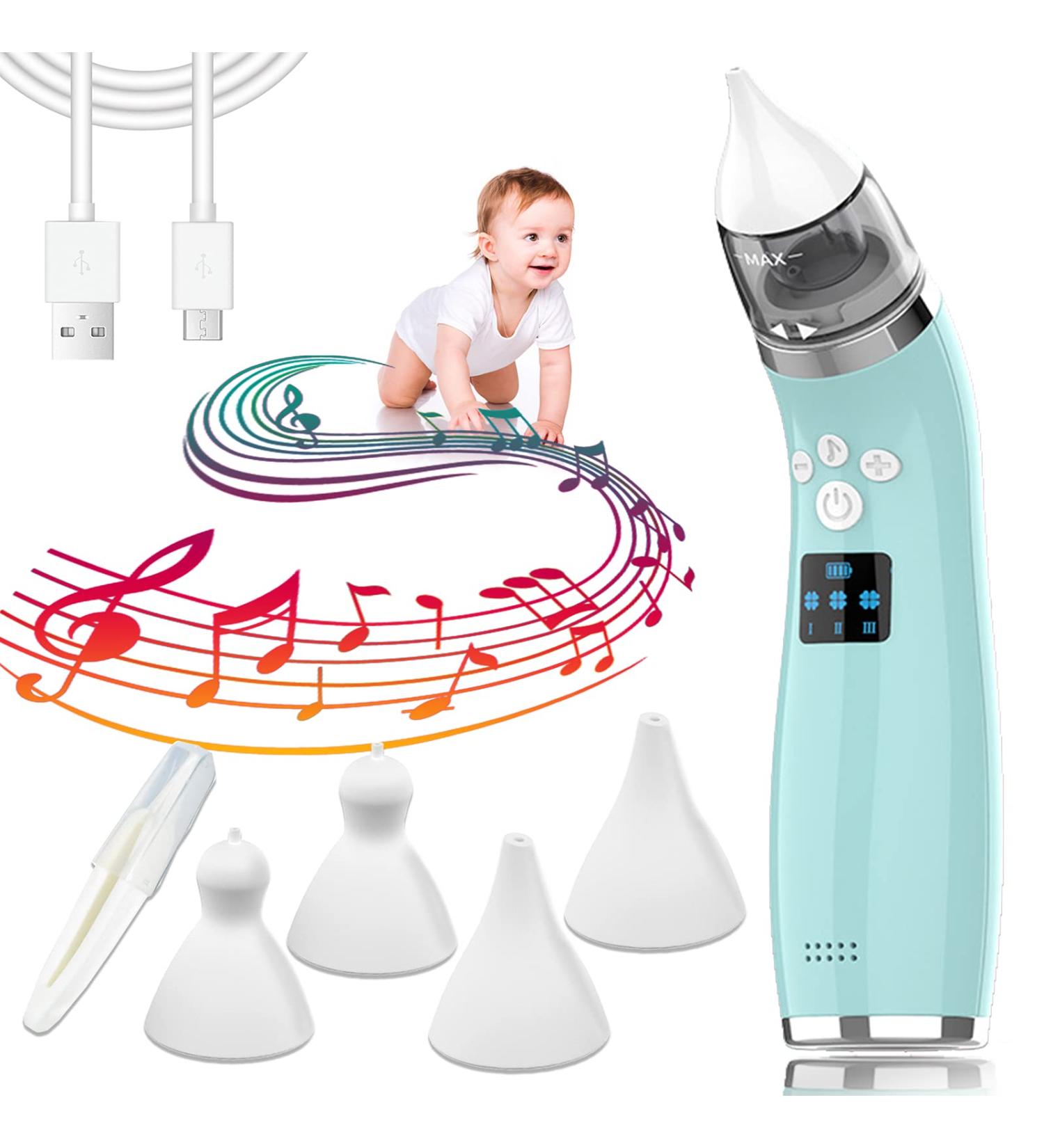 Holnkme Electric Baby Nasal Aspirator - 3 Levels of Suction, Music Soothing Function - Rechargeable & Portable - 4 Silicone Tips - For Infants, Newborns, and Toddlers - Buy Online on GoSupps.com