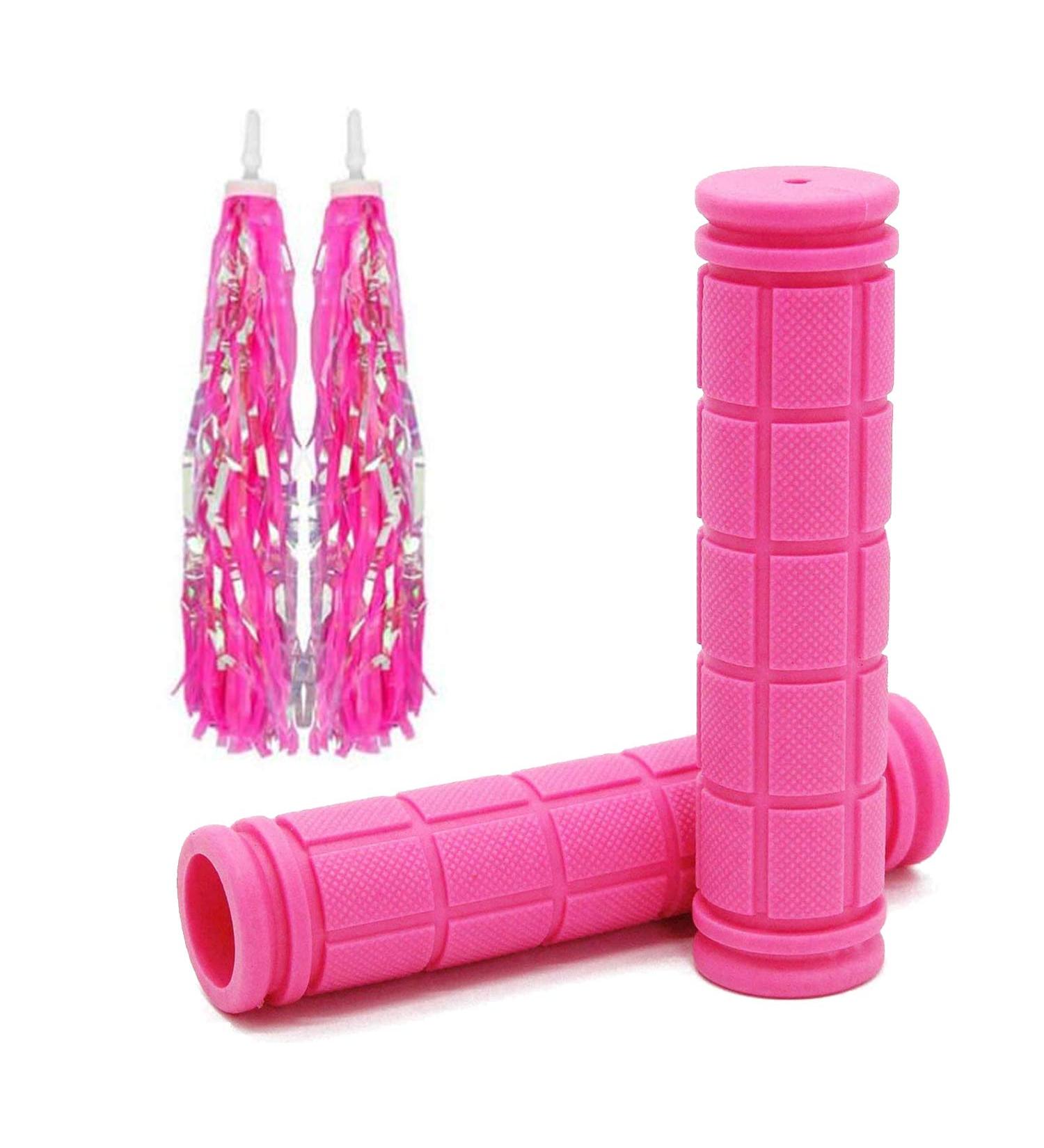 YOROZUCERY Pink Bike Handlebar Grips with Tassel Streamers - Non-Slip Soft Rubber Grips for Kids | Mountain Bike BMX Scooter Cruiser Replacement Parts - Buy Online on GoSupps.com