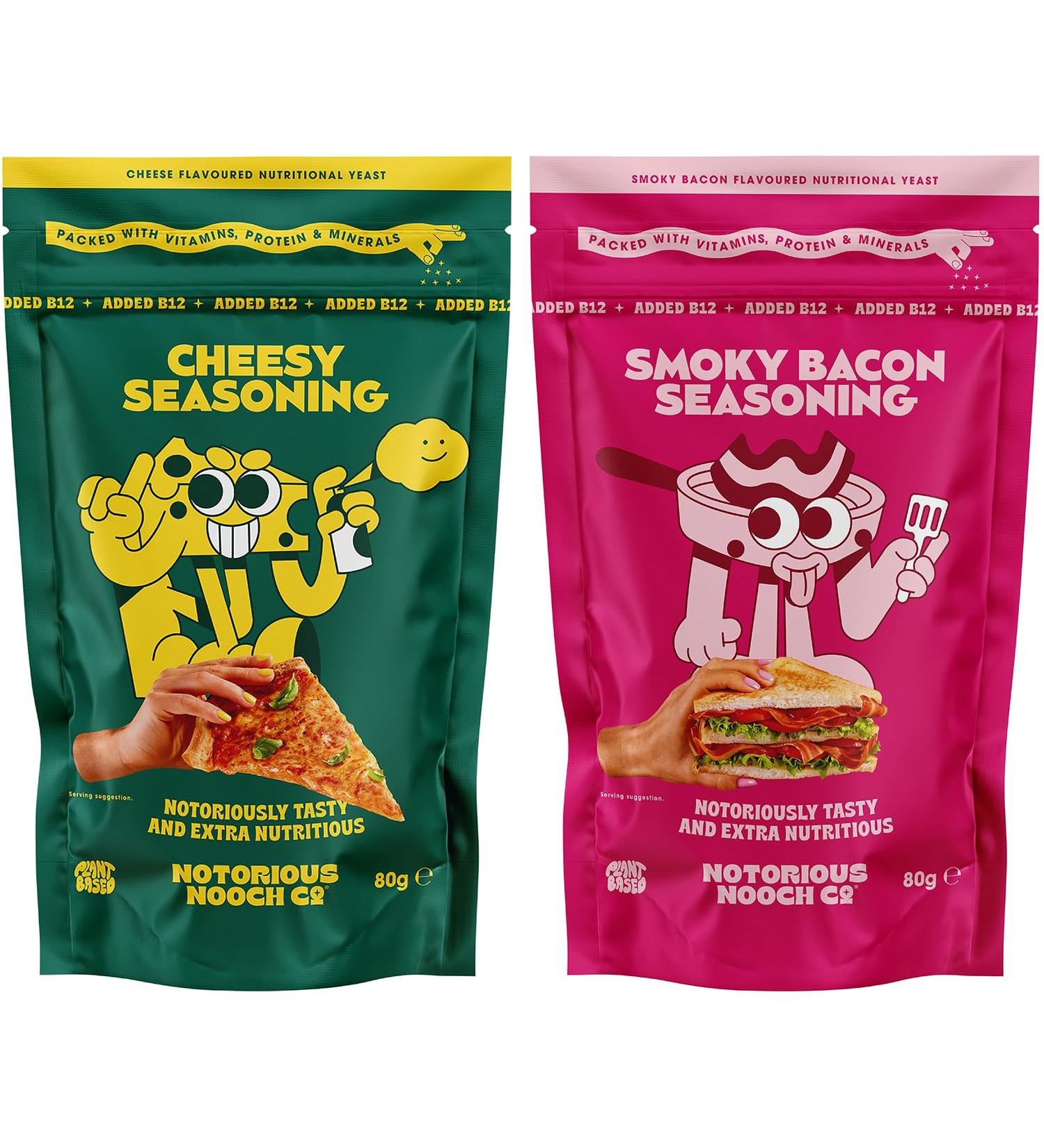 Notorious Nooch Bacon & Cheese Vegan Seasoning - 2 x 80g | Gluten-Free Nutritional Yeast - Buy Online on GoSupps.com
