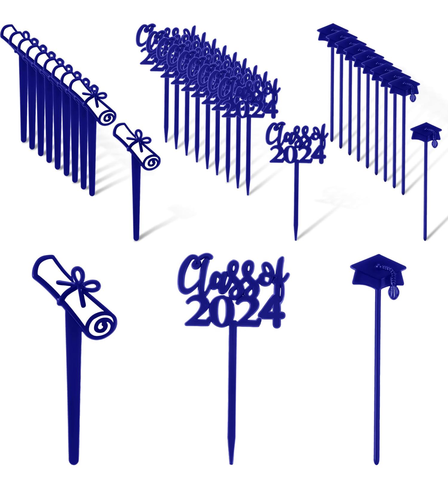 90 Pieces Class of 2023 Theme Graduation Cake Topper Cupcake Picks Plastic Picks Graduation Cupcake Decorations for Party Supplies and Graduation Party Favors 3 Styles (Blue) - Buy Online on GoSupps.com