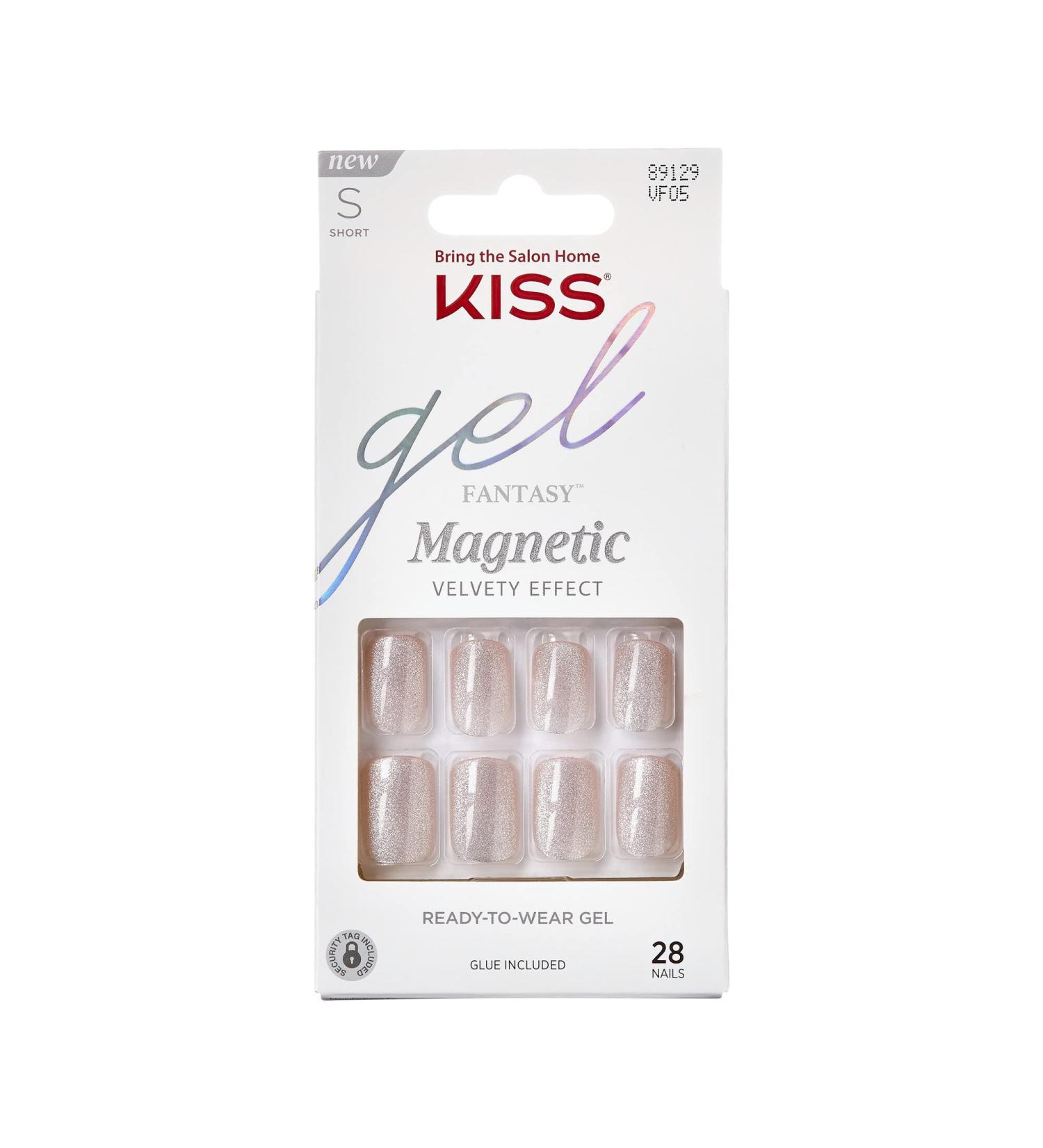 KISS Gel Fantasy Magnetic Gel Nails - Dignity Blue Short & Square | Waterproof, Chip & Smudge Proof | Easy Application | Includes Mini File | 28 Count - Buy Online on GoSupps.com