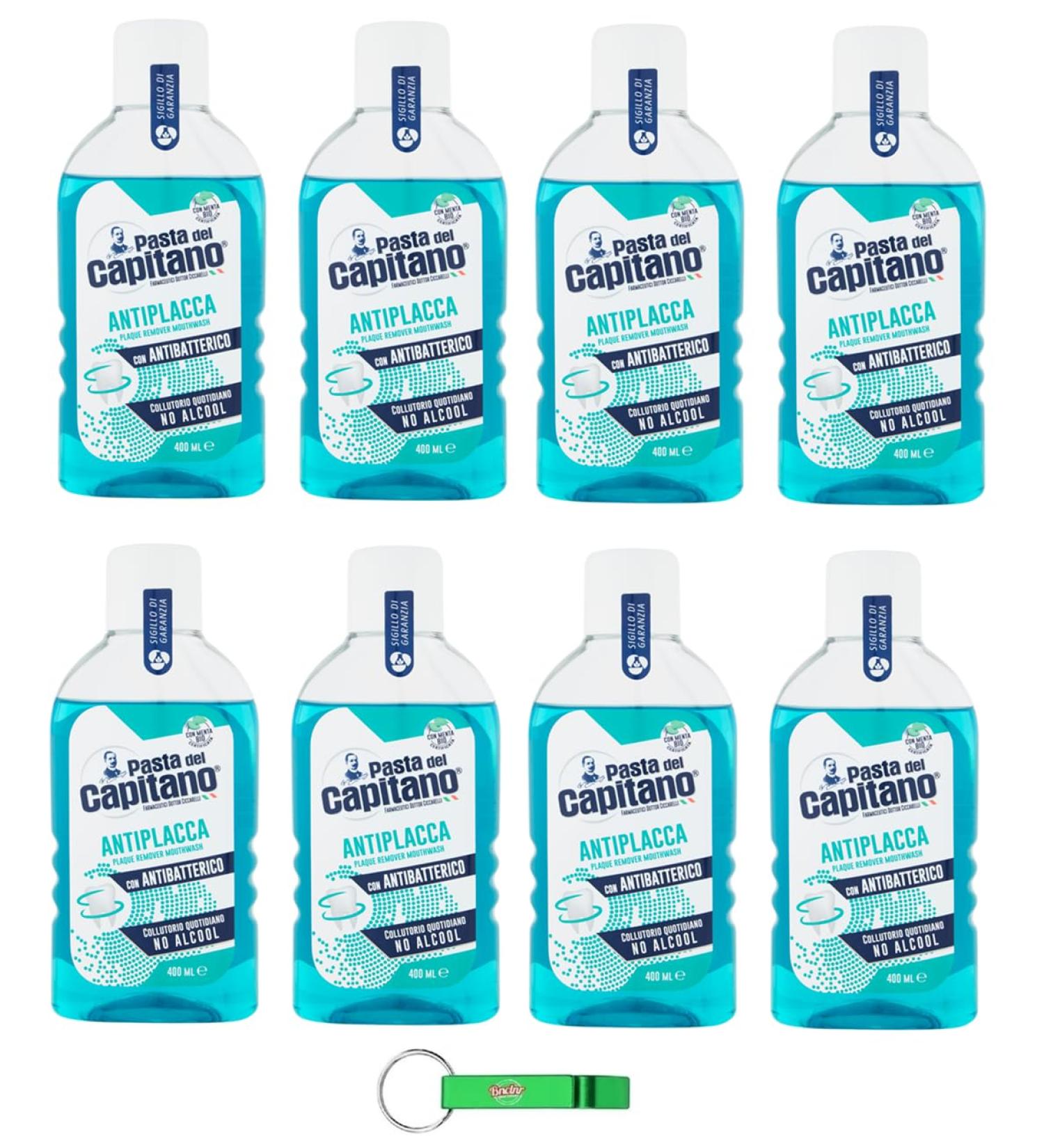 Buy 8x Pasta del Capitano Anti-Plaque Mouthwash 400ml - Enhance Oral Hygiene + Free Beni Culinari Keychain - International Shipping Available - Buy Online on GoSupps.com