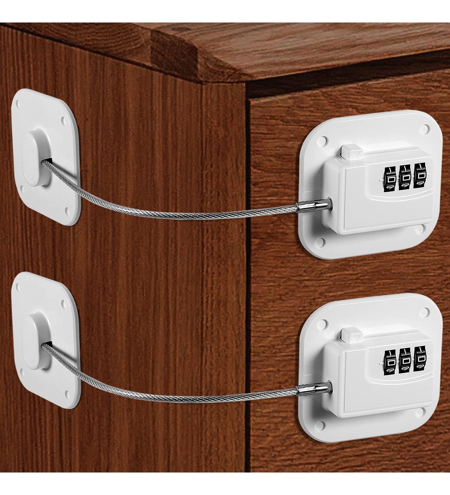 Yosemy Child Lock Cabinet & Refrigerator Lock - Digital Password No Drilling 2-Pack for Drawers & Cupboards (White) - Buy Online on GoSupps.com