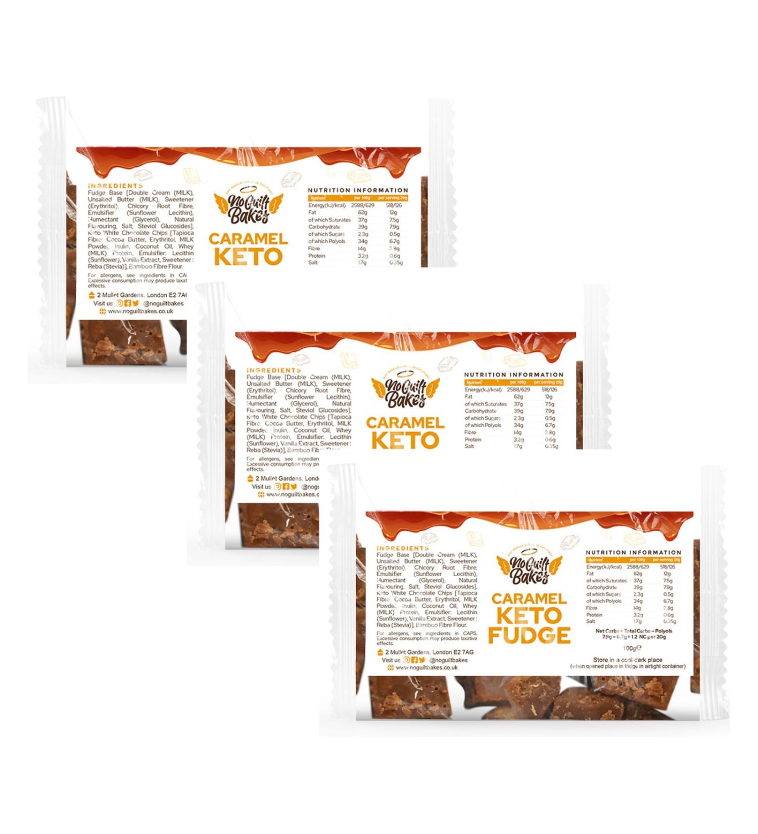 Caramel Keto Fudge | No Guilt Bakes | Diabetic Sweets & Low Carb | No Added Sugars Healthy Snack (100g 3 Pack) Caramel 100 grams (Pack of 3) - Buy Online on GoSupps.com