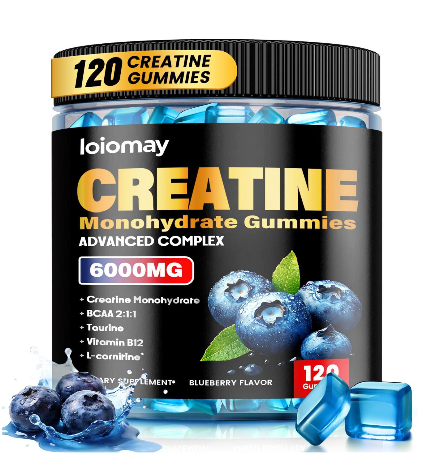 Creatine Monohydrate Gummies for Men & Women 5g Vegan Creatine Gummy with Taurine for Build Muscle Boost Energy & Strength Blueberry Flavor Chewable Sugar-Free Pre Workout Supplements 120 Count - Buy Online on GoSupps.com