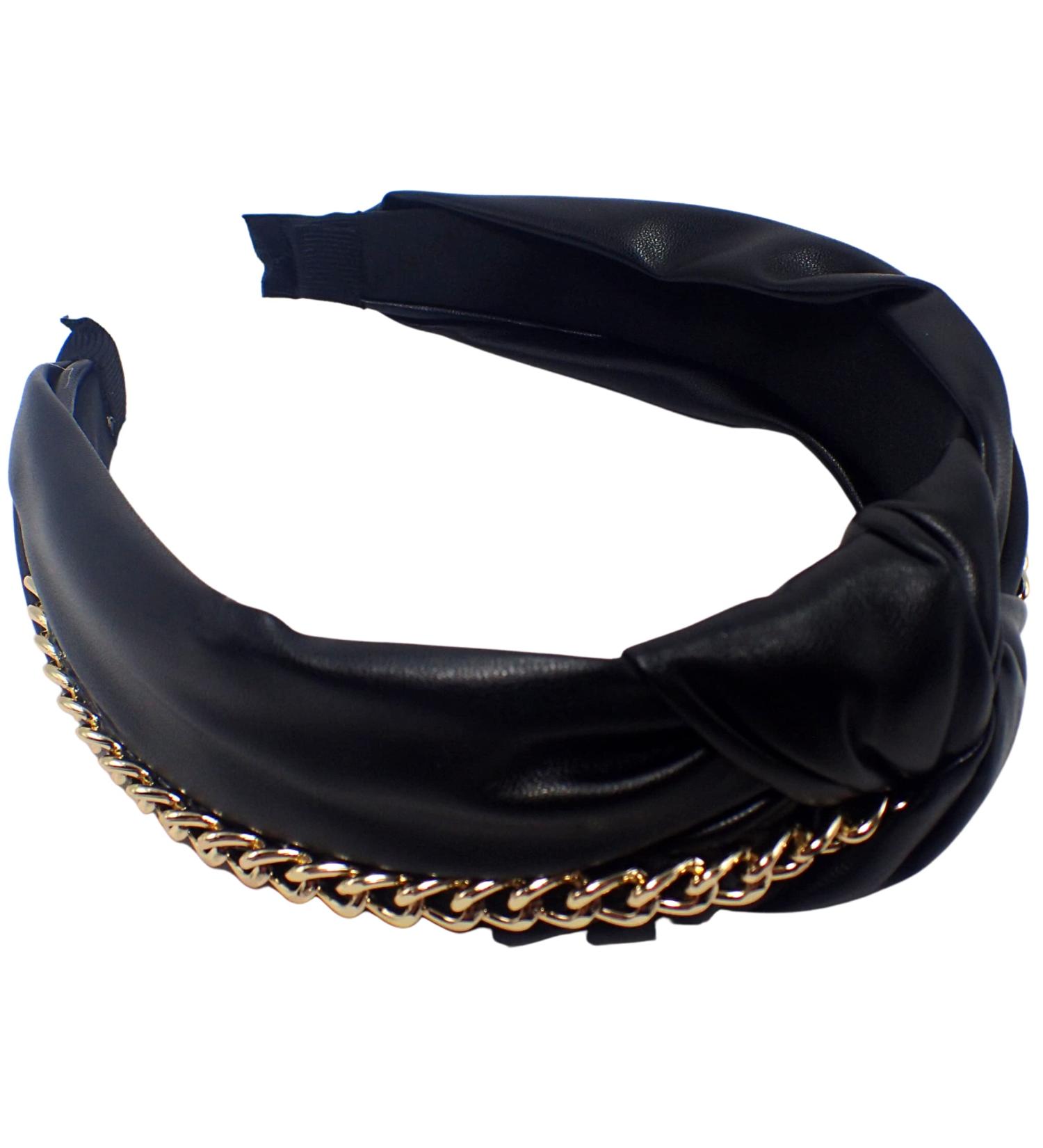 Topkids Accessories Leather Chain Knot Alice Bands Adult Women Hair Accessories for Women Hair Bands for Women Thick Headband Womens Headbands Head Bands Adult Women Wide Headbands (Black) - Buy Online on GoSupps.com