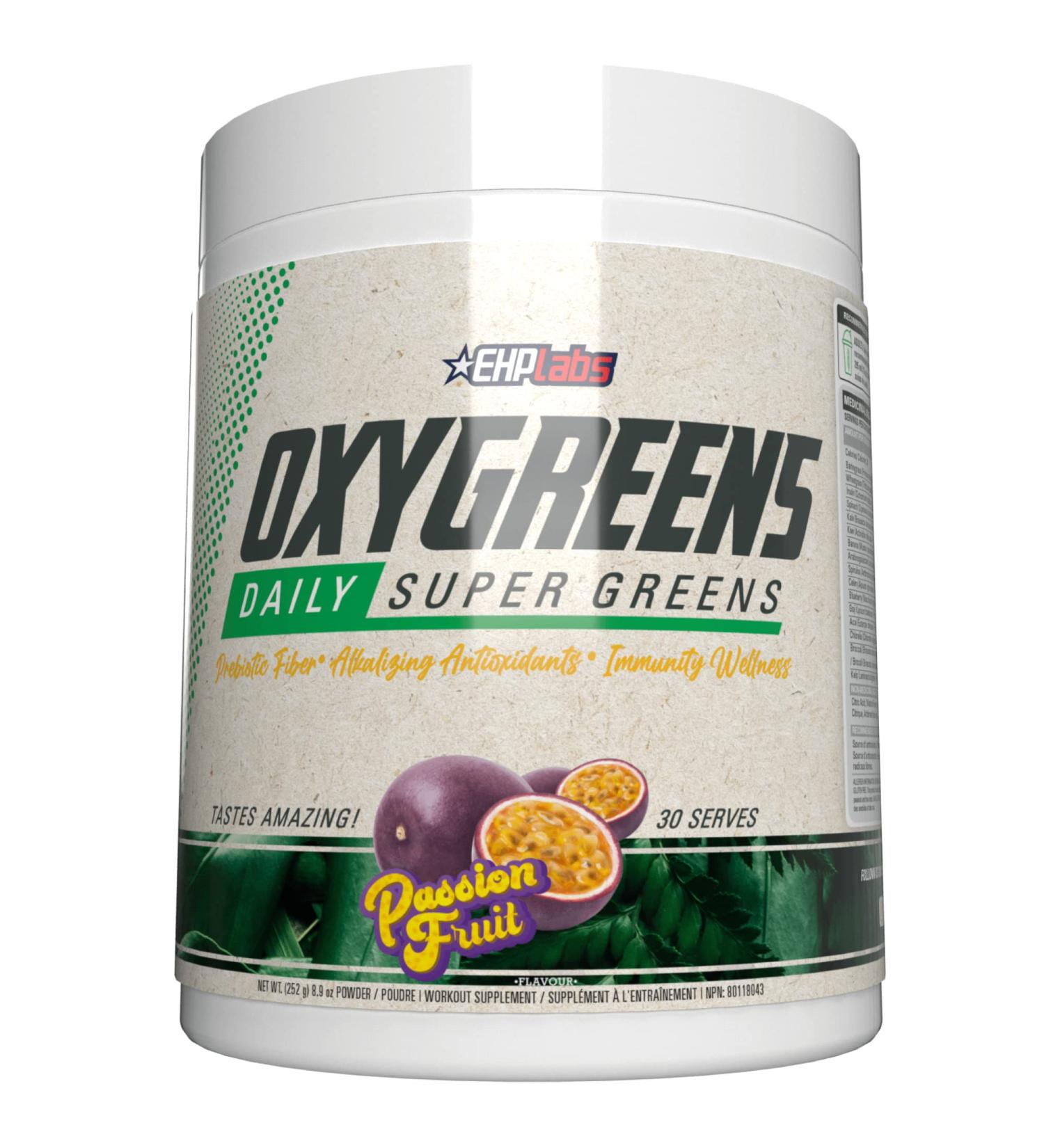 EHPlabs OxyGreens Super Greens Powder - Spirulina & Chlorella Superfood Green Juice Powder & Greens Supplements with Prebiotic Fibre Antioxidants & Immunity Support 30 Serves (Passionfruit) Passionfruit 30 Servings - Buy Online on GoSupps.com