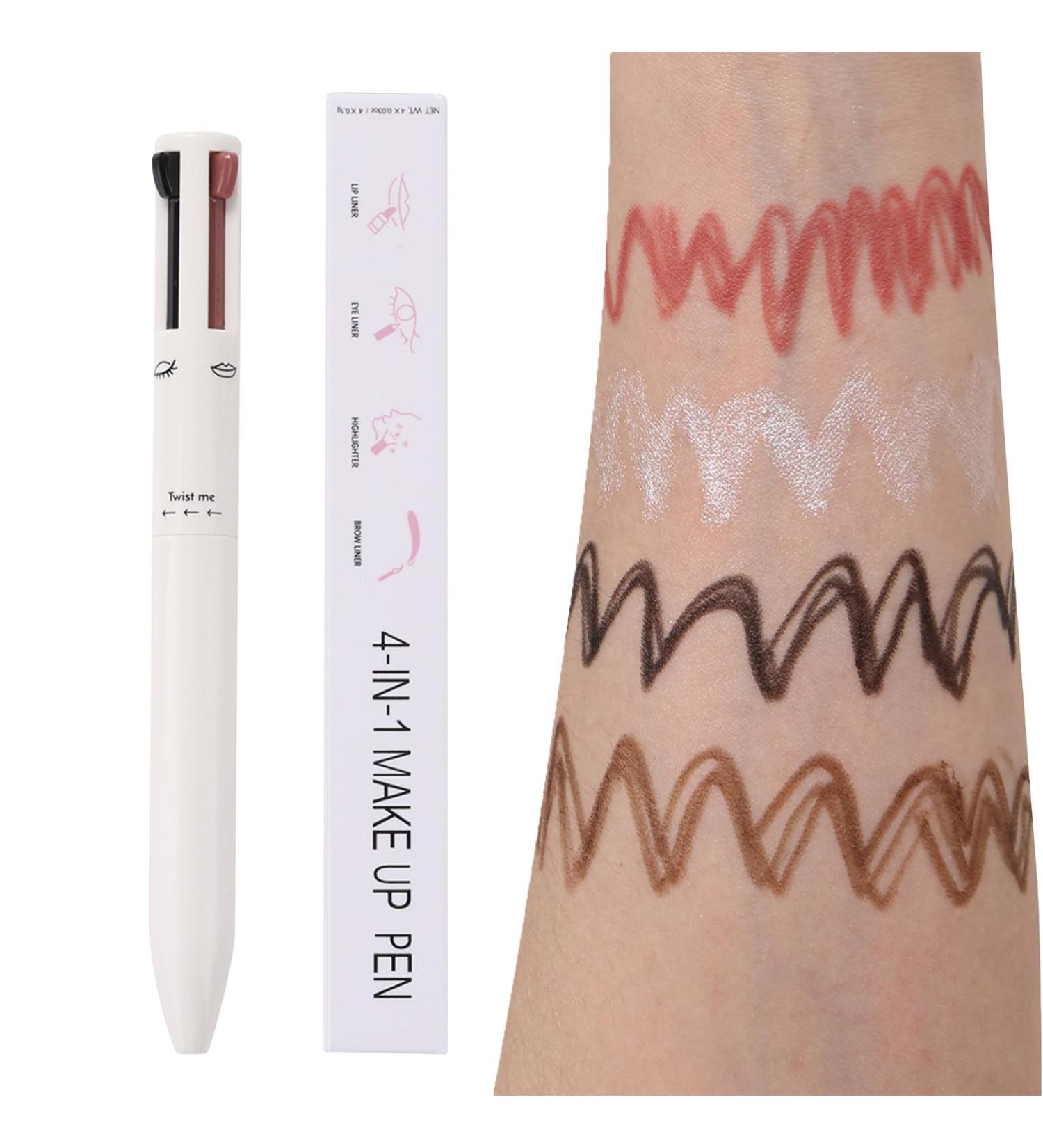 4 in 1 Makeup - Multi-Use Portable Brow Contour Smooth to Glide and Compact for Travel Comes with Eyeliner Brow Lipliner and Highlighter Pochy White - Buy Online on GoSupps.com