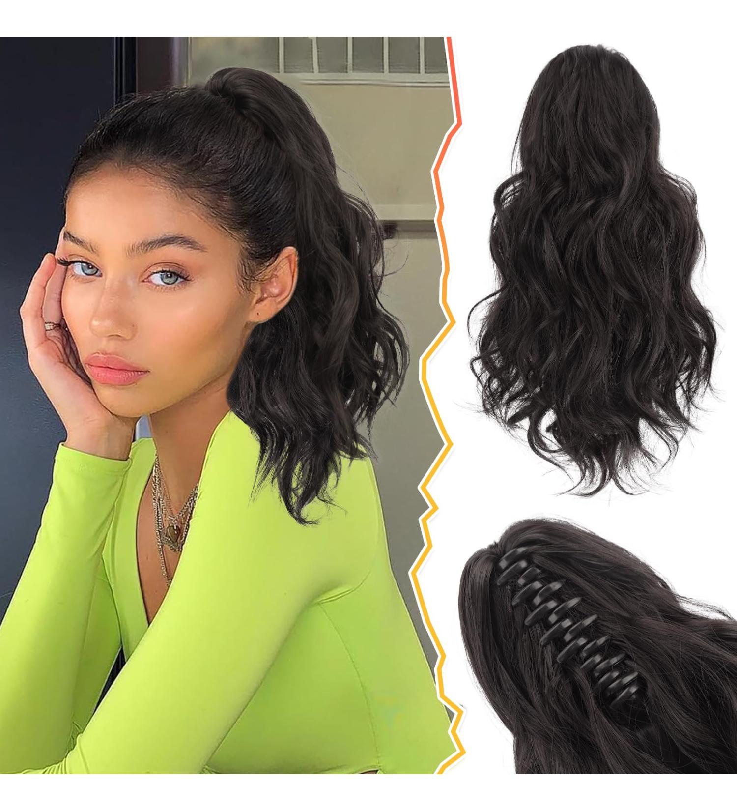 BARSDAR 14'' Dark Brown Claw Clip Ponytail Extension - Curly Wavy Synthetic Hairpiece for Girls - Daily and Halloween Wear - Thick and Soft - Pack of 1 - Buy Online on GoSupps.com