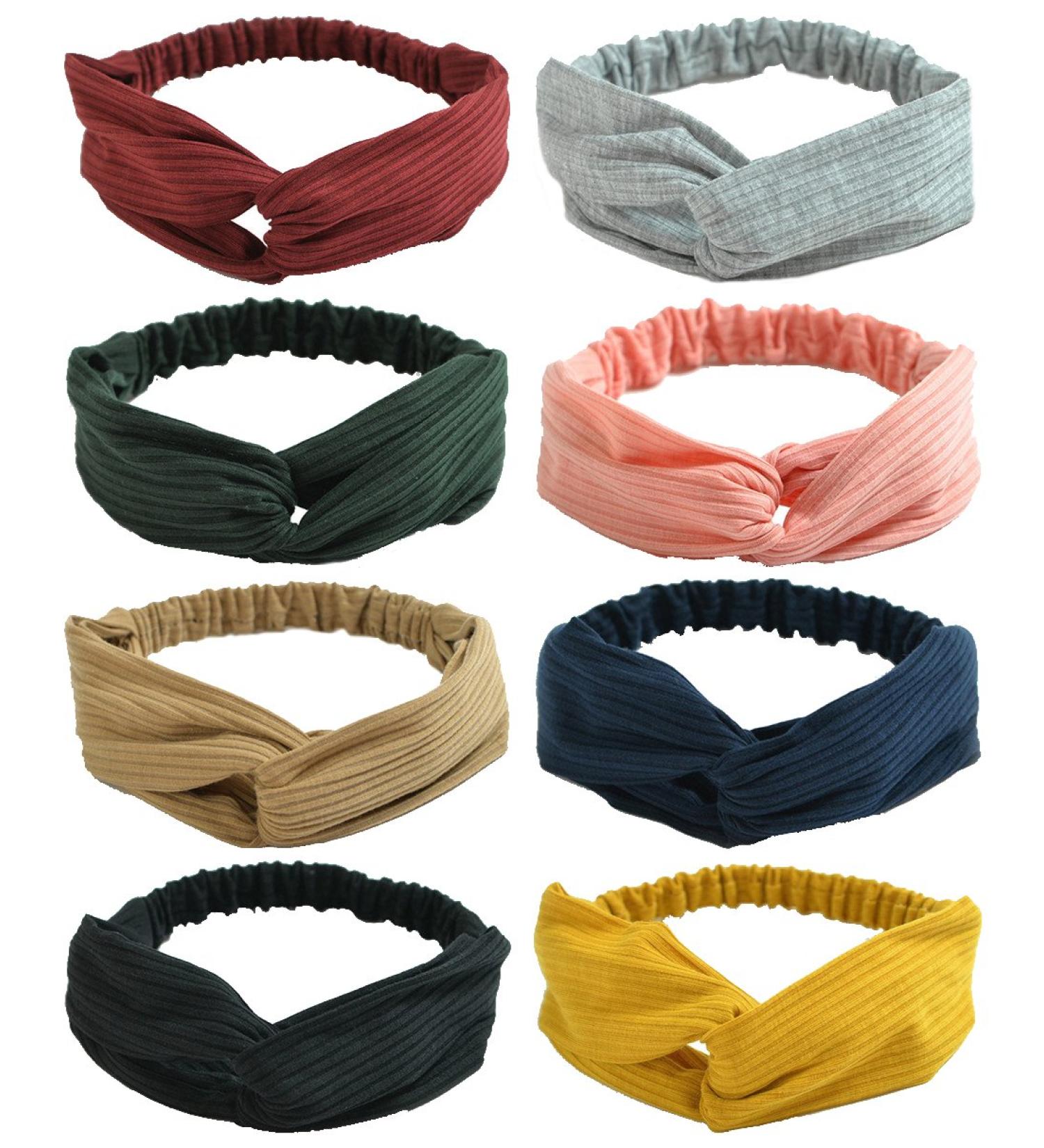 QandSweet Stretchy Headbands 8 Pack for Women, Teens & Little Girls - Fashionable Cross Hairbands for Shampoo & Sports (8 Colors, Girl Head 40-52CM) - Buy Online on GoSupps.com