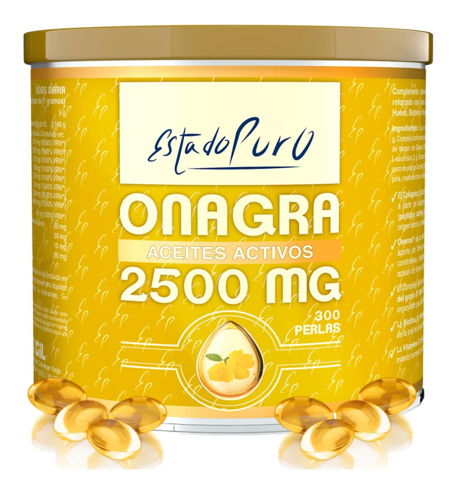 Essence Pure Evening Primrose Oil 2500mg per daily dose - 300 Evening Primrose Pearls of 500mg with Vitamin E - Cold Pressed Evening Primrose Seed Oil Rich in Omega 6 and 10% GLA | Api-Nature