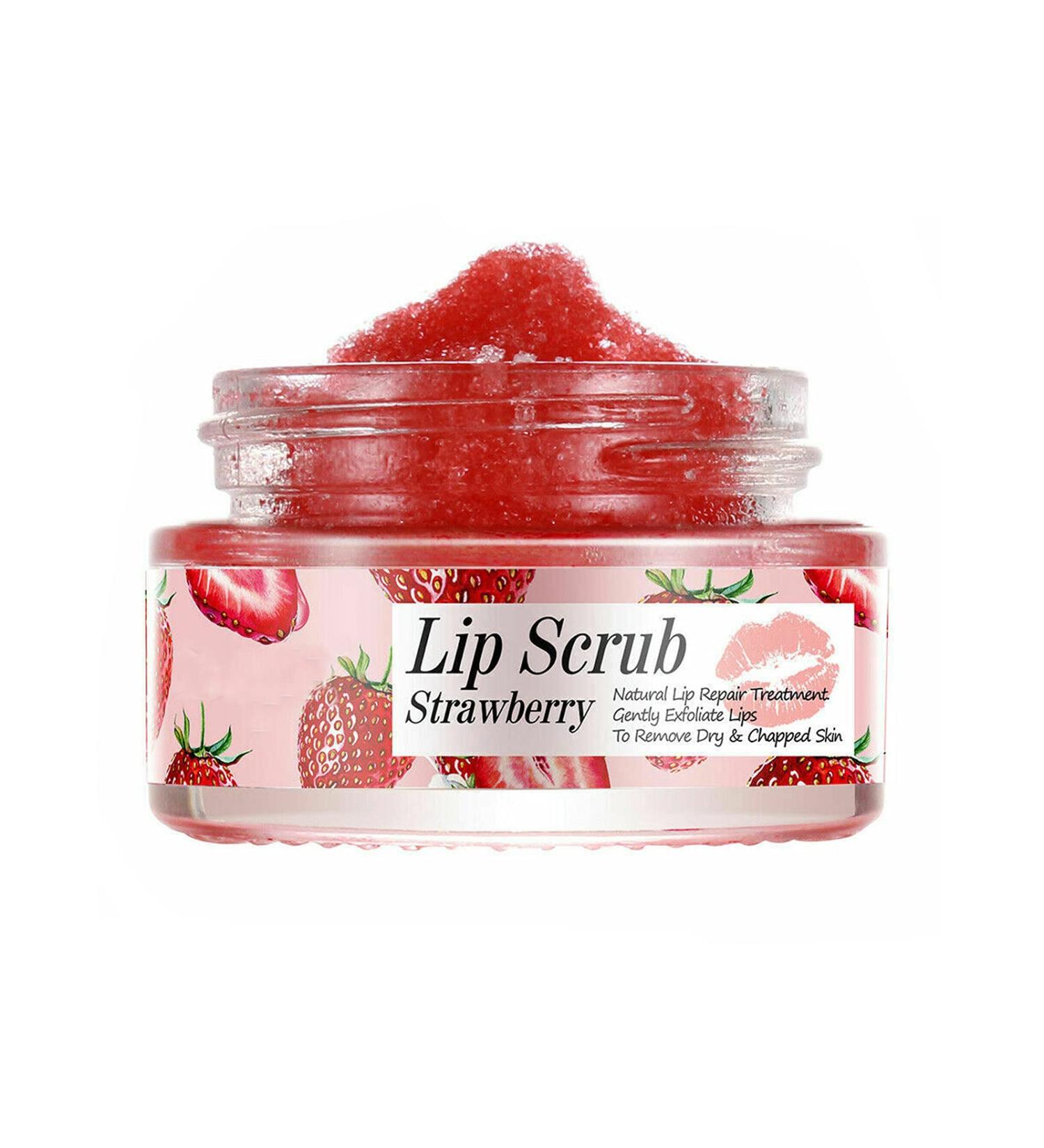 Strawberry Lip Scrub & Sleep Mask | Exfoliate Moisturize & Repair Dry Lips - Best Lip Care Products Online - Buy Online on GoSupps.com