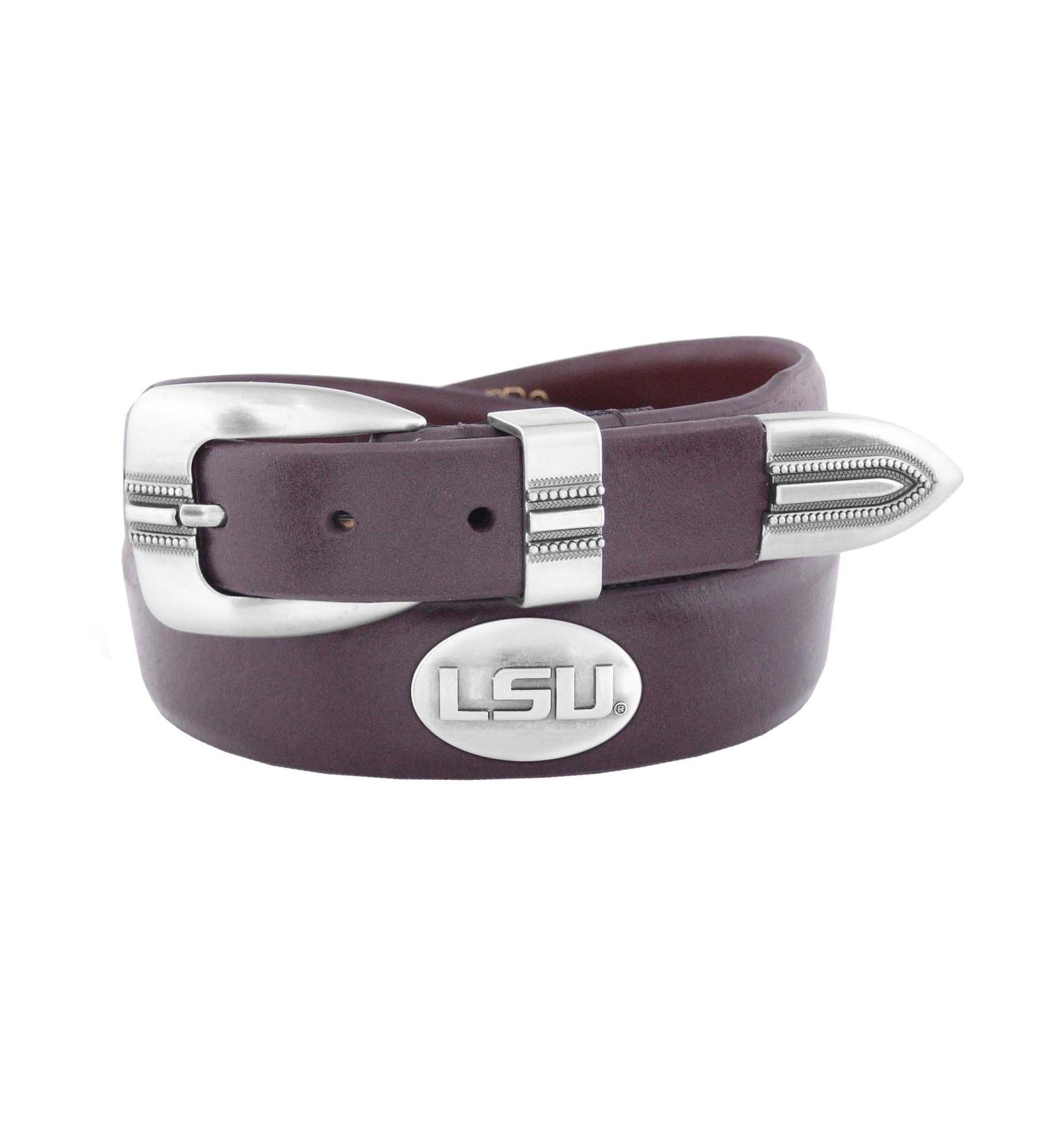 Zeppelin Products Inc. NCAA LSU Tigers Tip Leather Concho Belt Brown 40