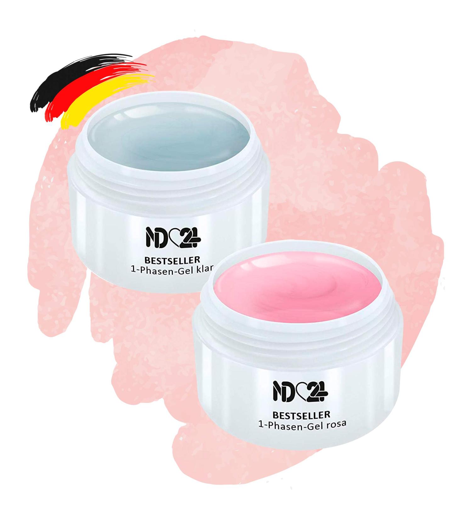 Buy 1-Phase Gel Set - Clear & Pink (2 x 30ml) - Premium German Quality for Gel Nail Art - International Shipping Available - Buy Online on GoSupps.com