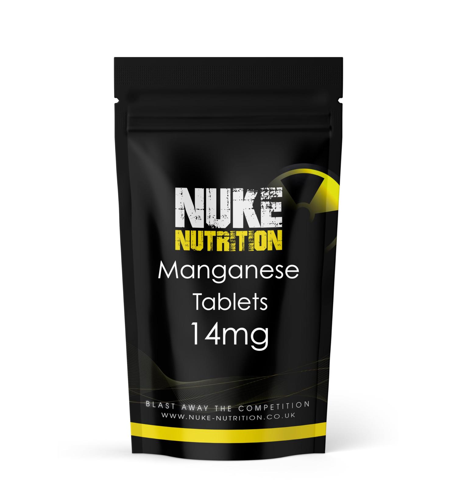 Nuke Nutrition Manganese 14mg - 60 Tablets - Manganese Supplement to Support Strong Bones & Metabolism - Antioxidant to Protect Immunity - Highly Bioavailable Form for Rapid Absorption 60 count (Pack of 1) - Buy Online on GoSupps.com