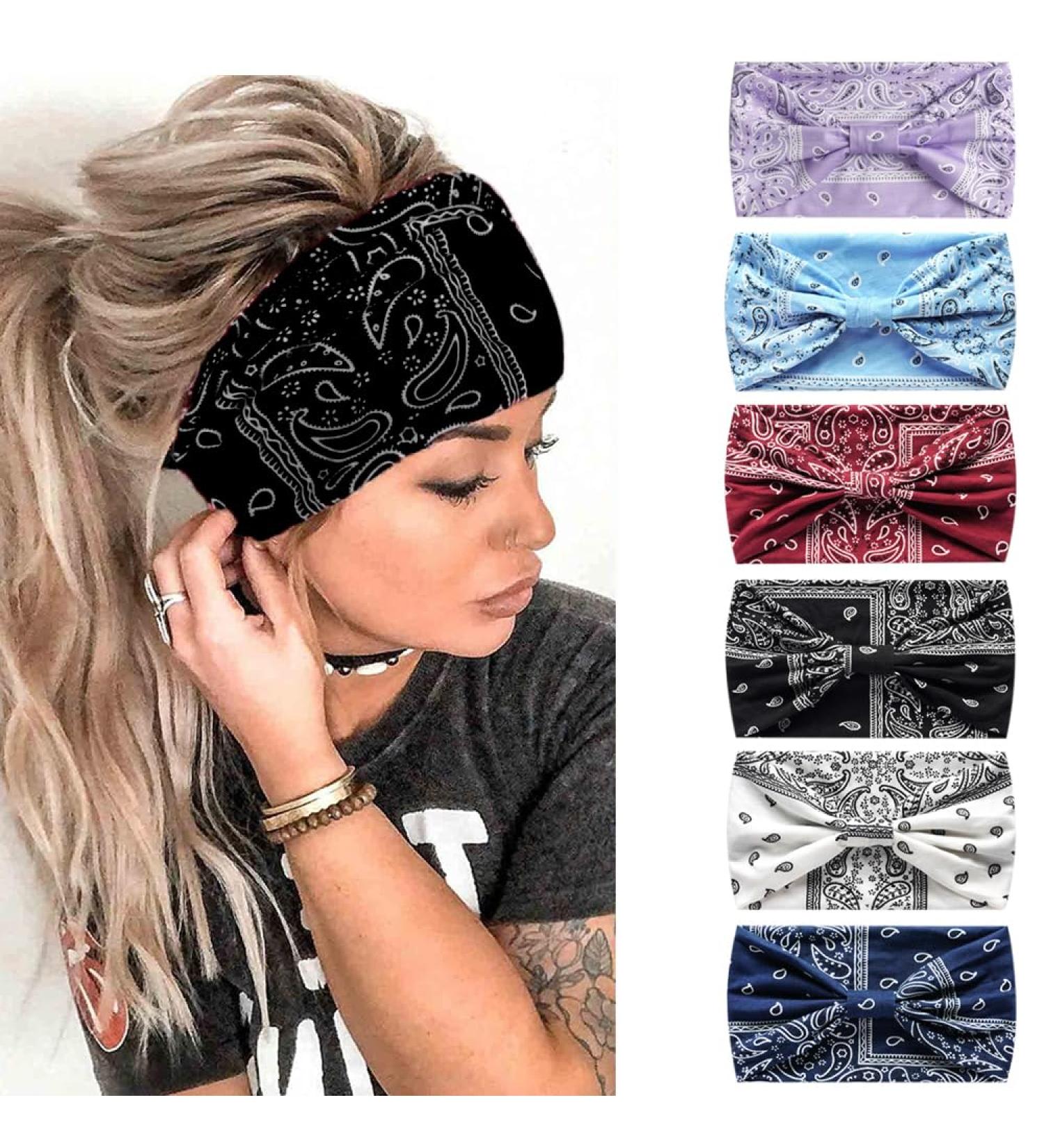 MIQIQAO Women Headband Hairband Turban Flower Cotton Head Scarfs Wide Soft Ladies Headband Boho Fashion Bandanas Elastic Sport Running Yoga Head Wraps P6WYaoguo - Buy Online on GoSupps.com