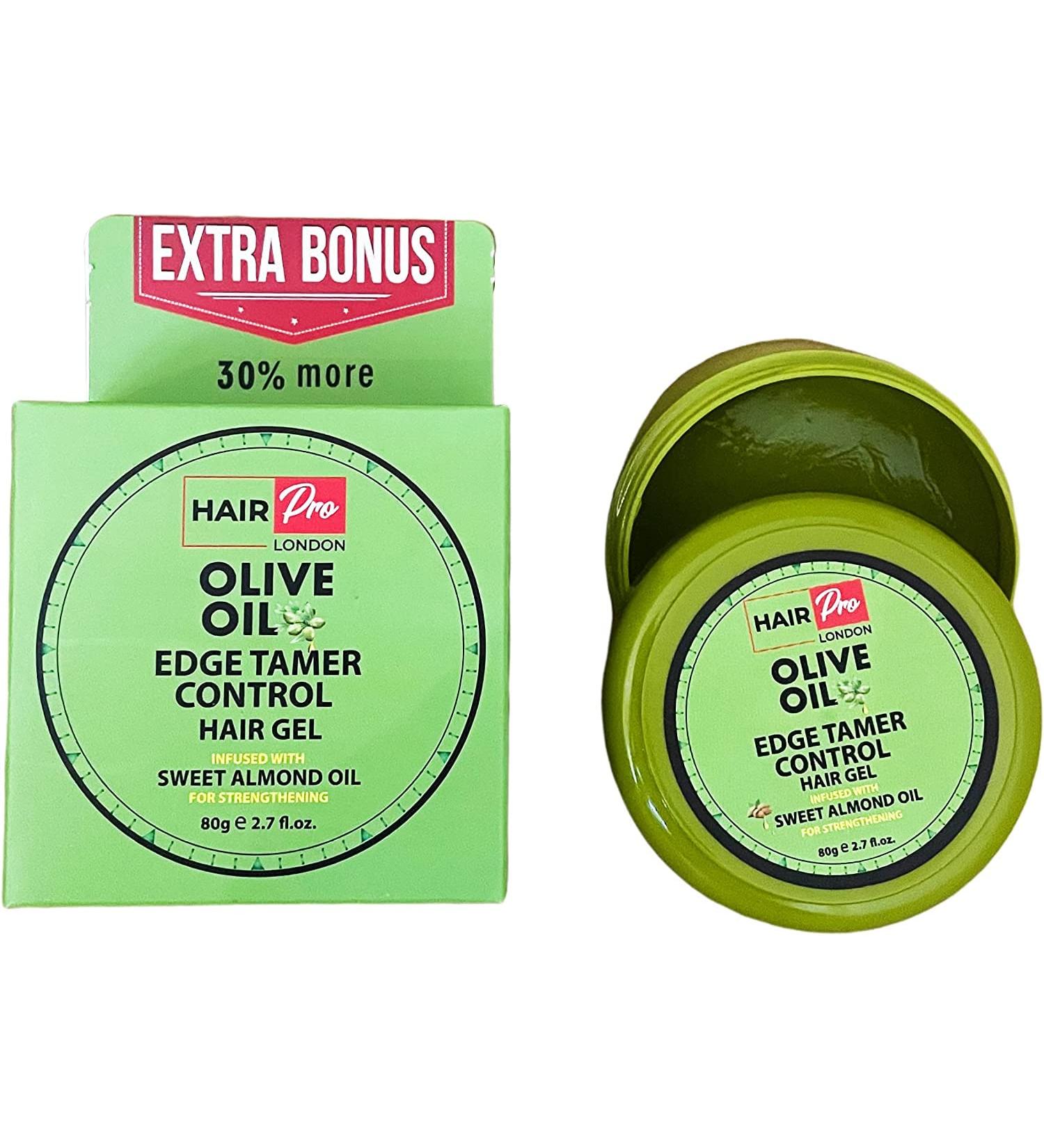 HAIRPRO LONDON OLIVE OIL EDGE CONTROL HAIR GEL INFUSED WITH SWEET ALMOND OIL 80G