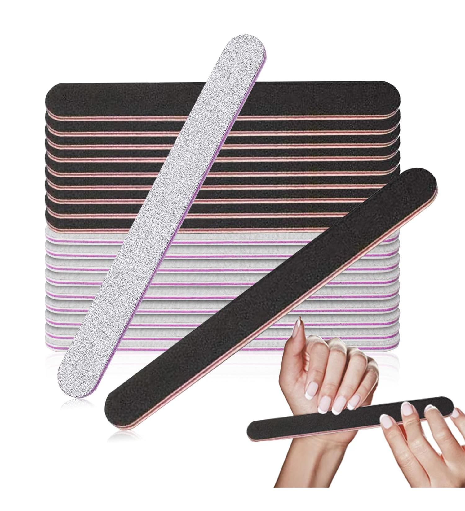 100/180 Nail Files - 20 Washable & Reusable Files for Gel & Natural Nails - Ideal for Men & Women (White/Black) - Buy Online on GoSupps.com