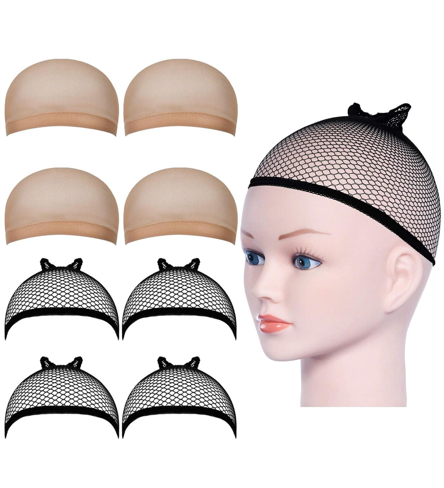URAQT Wig Caps - 8 Pcs Stretchy Nylon Stocking Caps for Women Men - Breathable Wig Net Cap for Long Short Hair - 4 Mesh Black+4 Beige - Buy Online on GoSupps.com