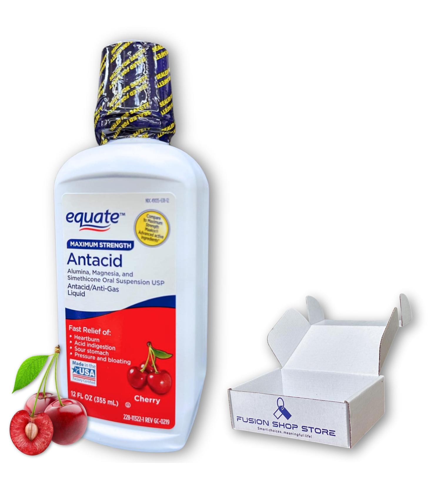 Antacid Liquid Maximum Strength- Cherry Flavor 12 fl. Oz (Pack of 1) Boxed by Fusion Shop Store - Buy Online on GoSupps.com