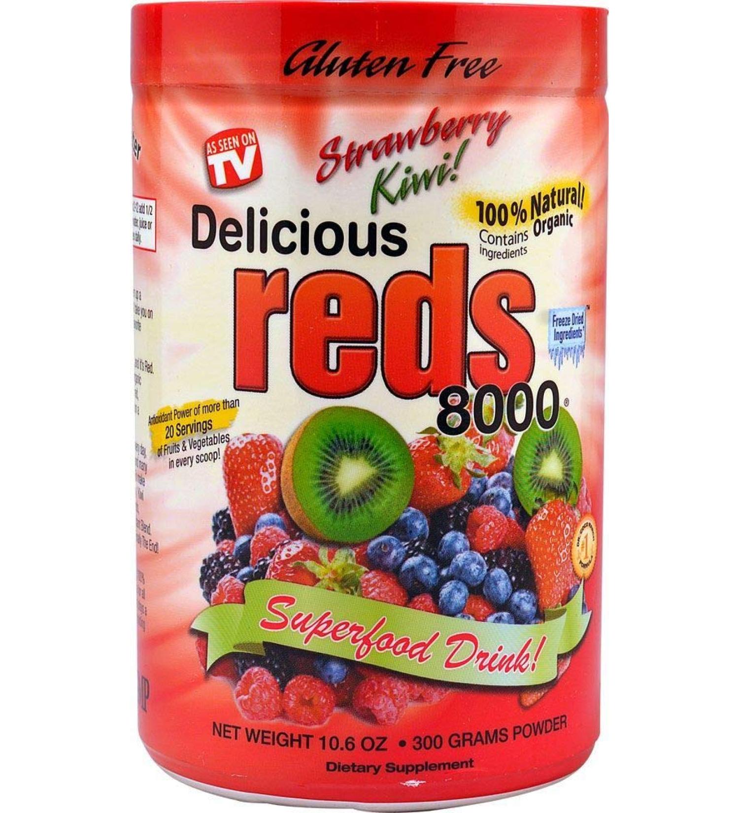 GREENS WORLD INC Delicous Reds 8000 Strawberry-Kiwi Flavor