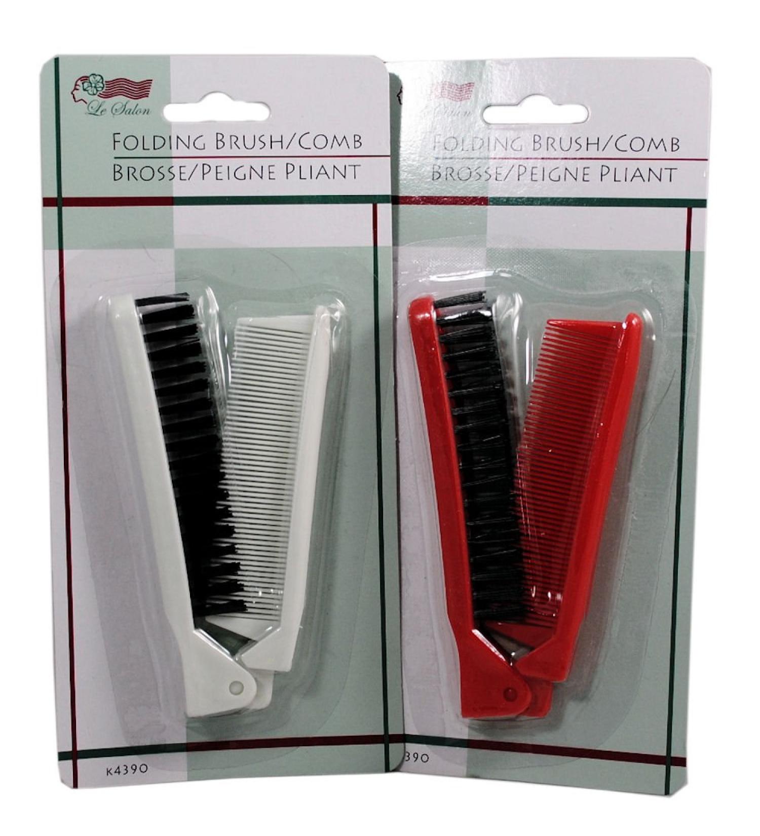 Folding Compact Travel Pocket Hair Brush/Comb Set - 1 Red, 1 White | Le Salon - Buy Online on GoSupps.com