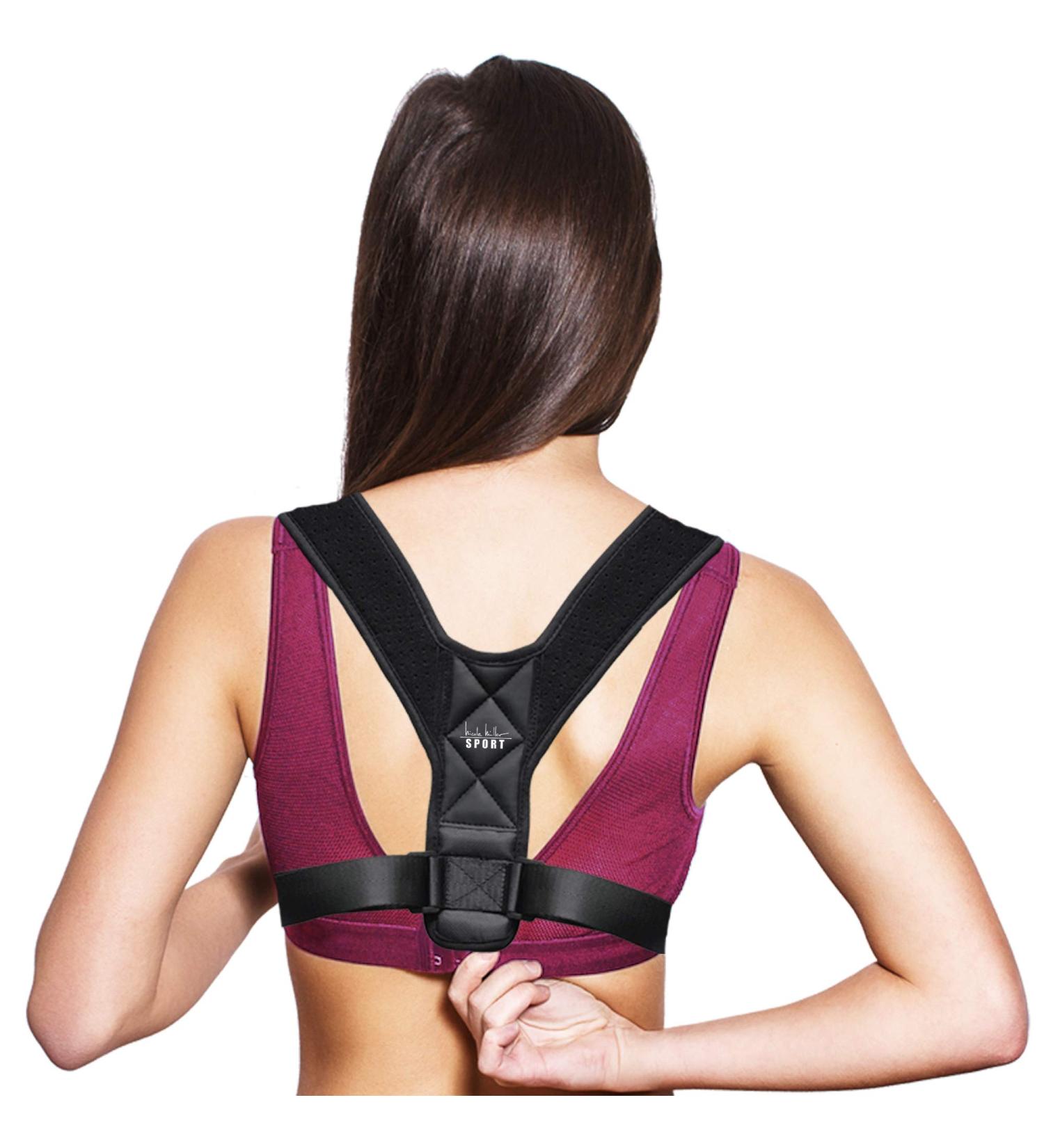 Nicole Miller Back Posture Corrector for Women & Men Adjustable Clavicle and Shoulder Brace for Upper and Lower Back Support Black