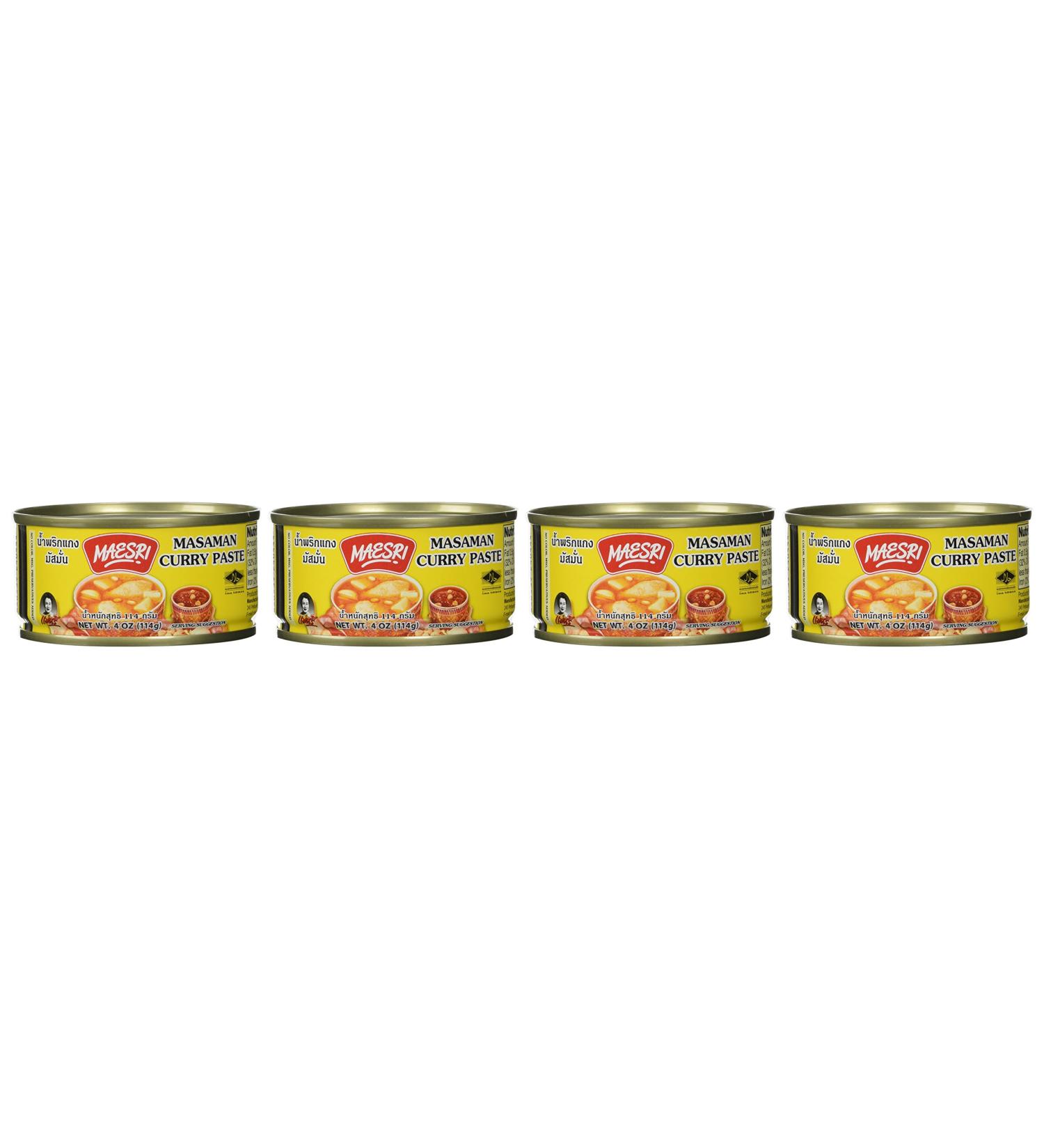 Maesri Thai Masaman Curry - 4 Oz (Pack of 4) - Authentic Thai Flavors - 16 Ounces Total - Buy Online on GoSupps.com