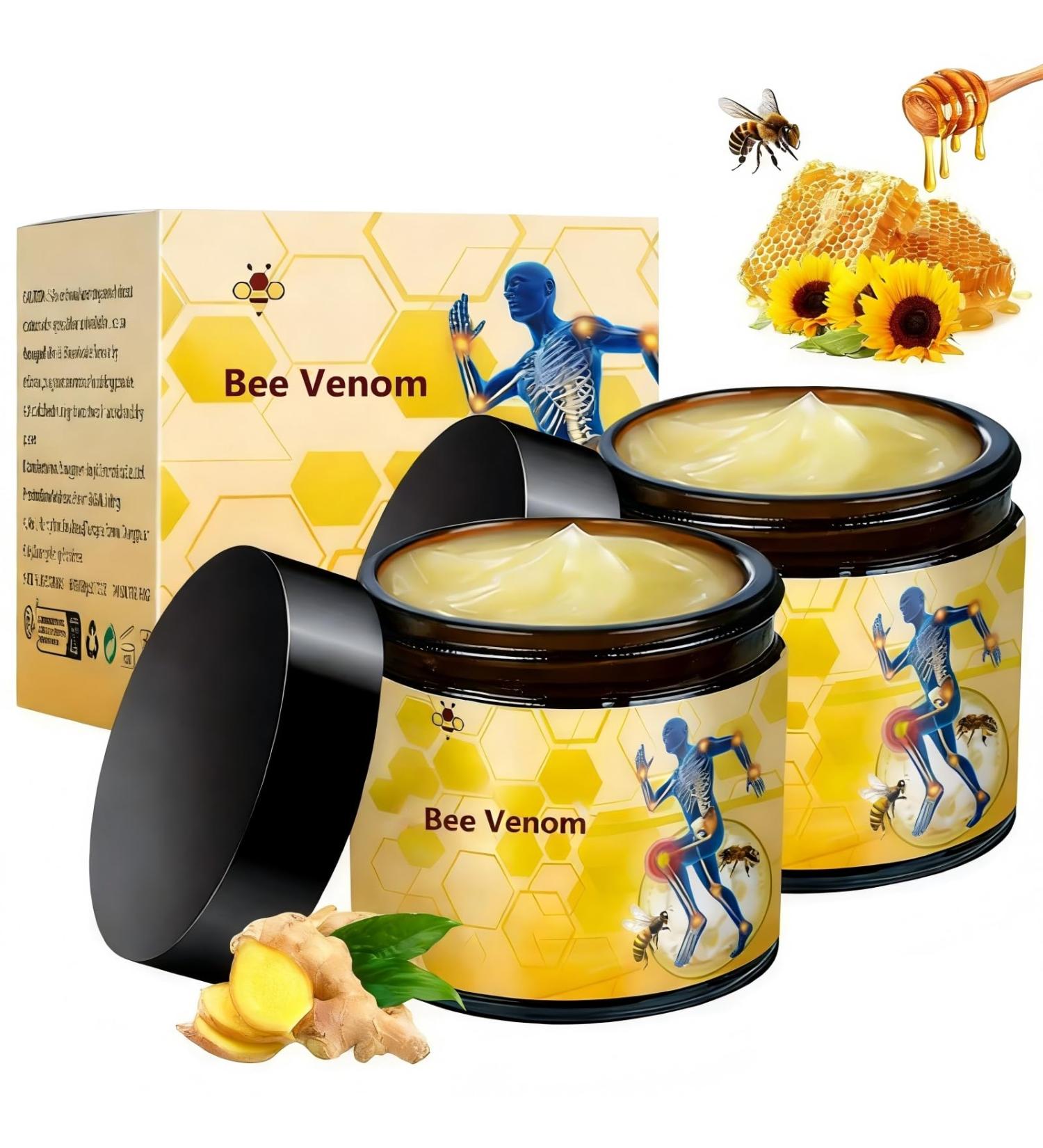 2 Pcs Bee Venom Cream Professional Bee Venom Cream Natural Joint Gel for Neck Waist Back Hand Feet and Leg - Buy Online on GoSupps.com