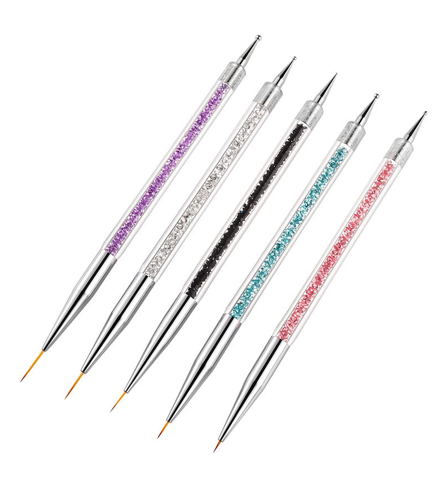 Lyydan Gel Brush Set - 5 Double Head Acrylic Nail Art Brushes & Dotting Tools for Perfect Marbleing & Detailing - Buy Online on GoSupps.com