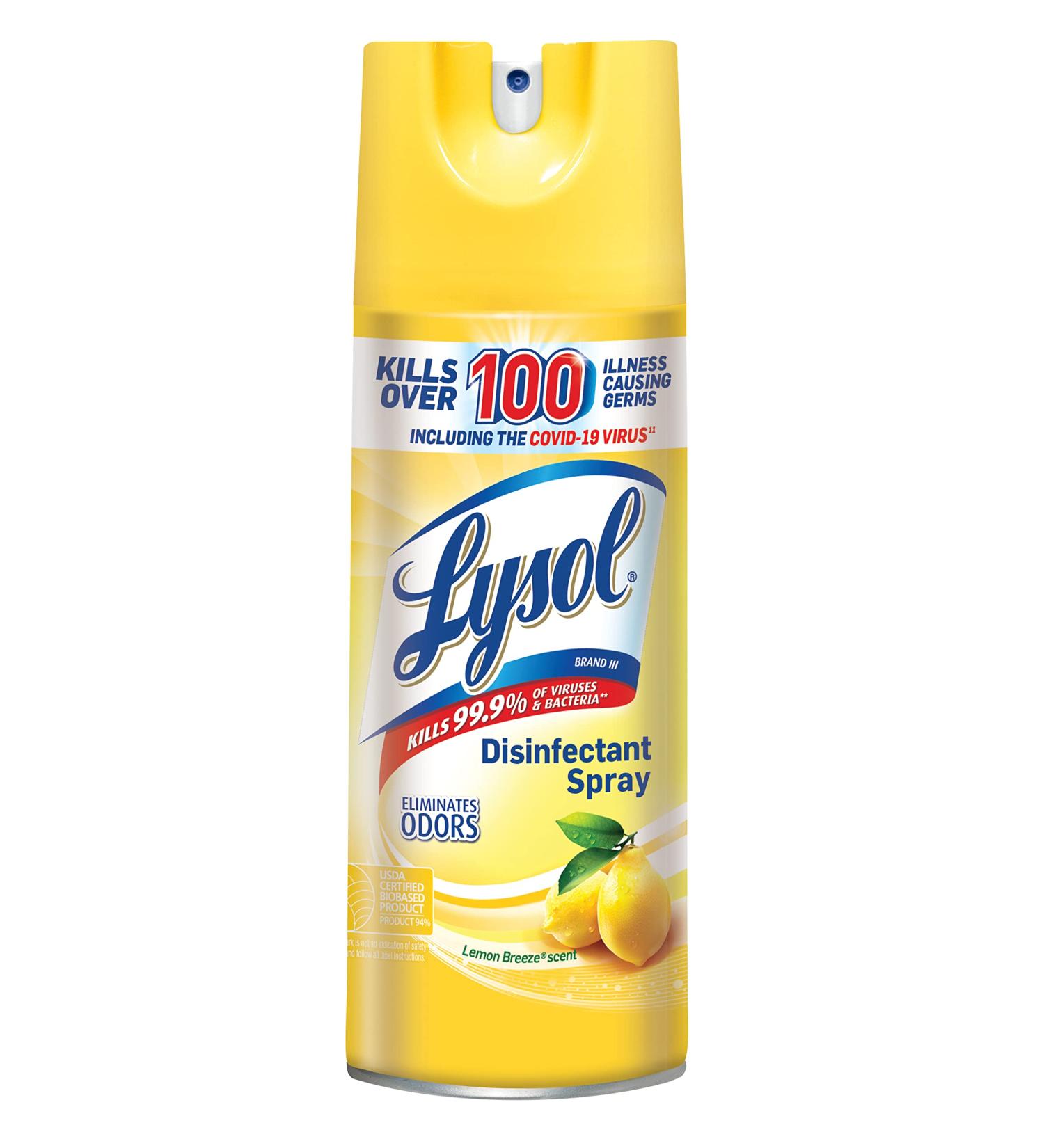 Lysol Disinfectant Spray 12.5oz - Lemon Breeze Scent | Sanitizing & Antibacterial Spray for Home | Kills Germs & Eliminates Odors - Buy Online on GoSupps.com
