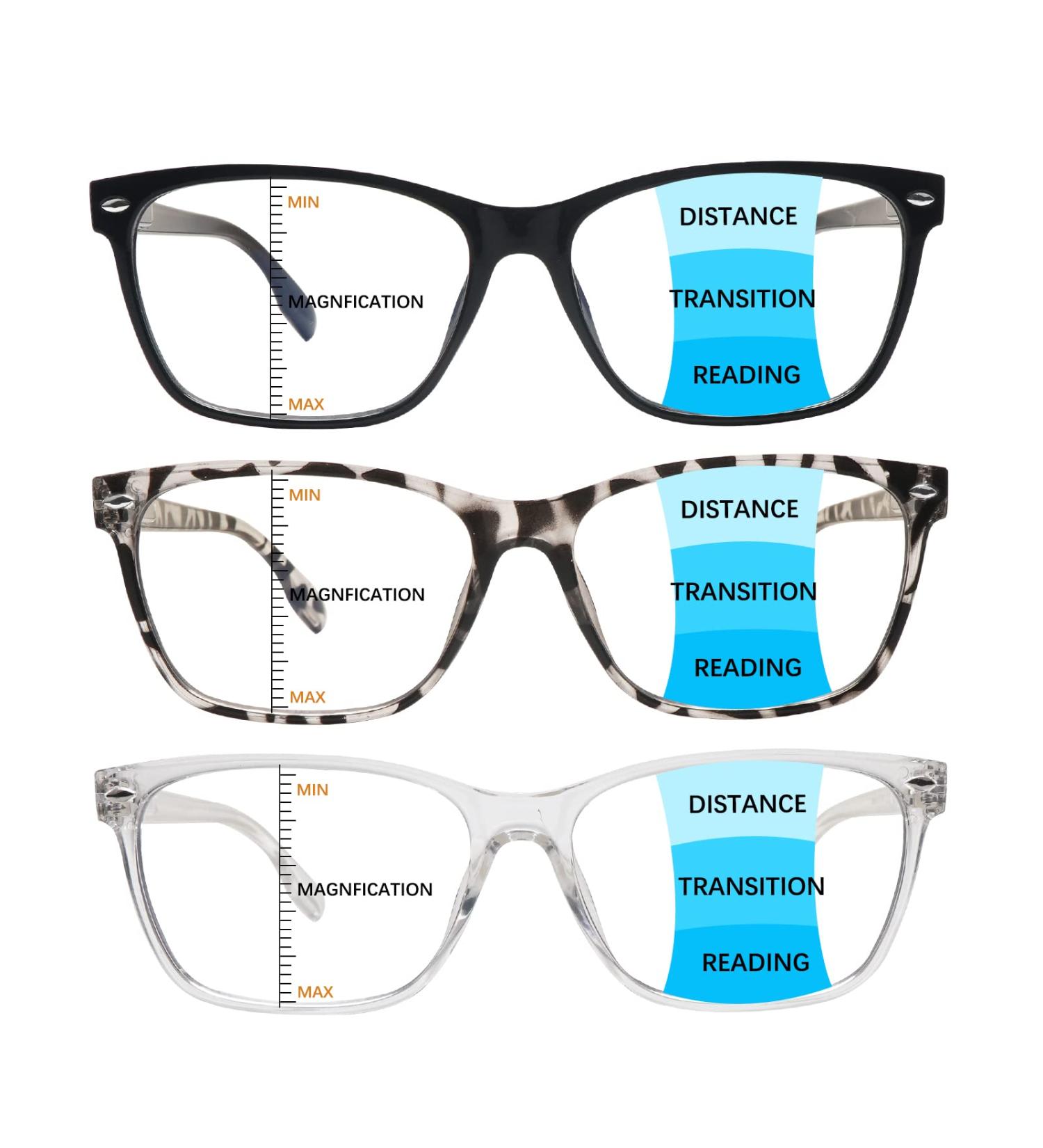 CLASAGA Progressive Multifocus Reading Glasses for Women - Blue Light Blocking Computer Readers with Spring Hinge | 3 Mix Colors 2.0x Magnification - Buy Online on GoSupps.com